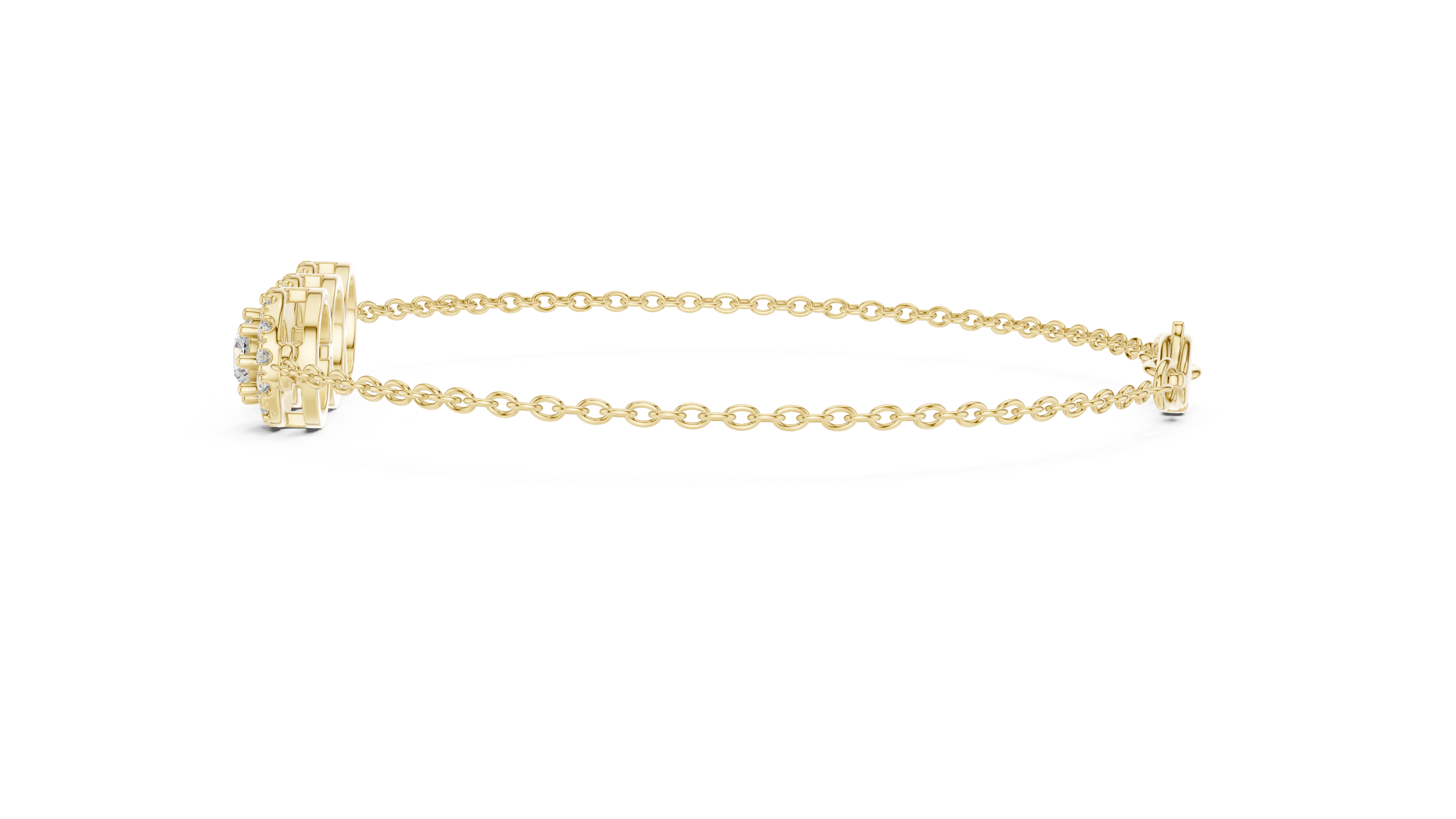 Three Stone Halo Lab Grown Diamond Bracelet