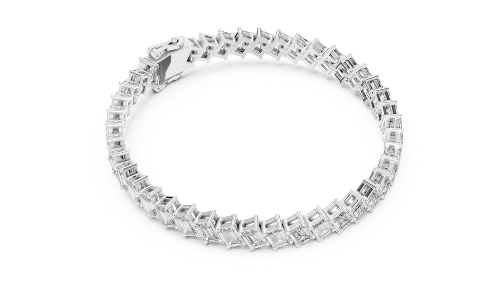 Modern Emerald Diamond Tennis Bracelet