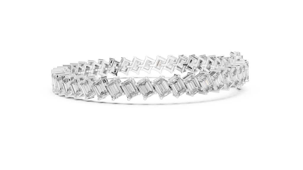 Modern Emerald Diamond Tennis Bracelet