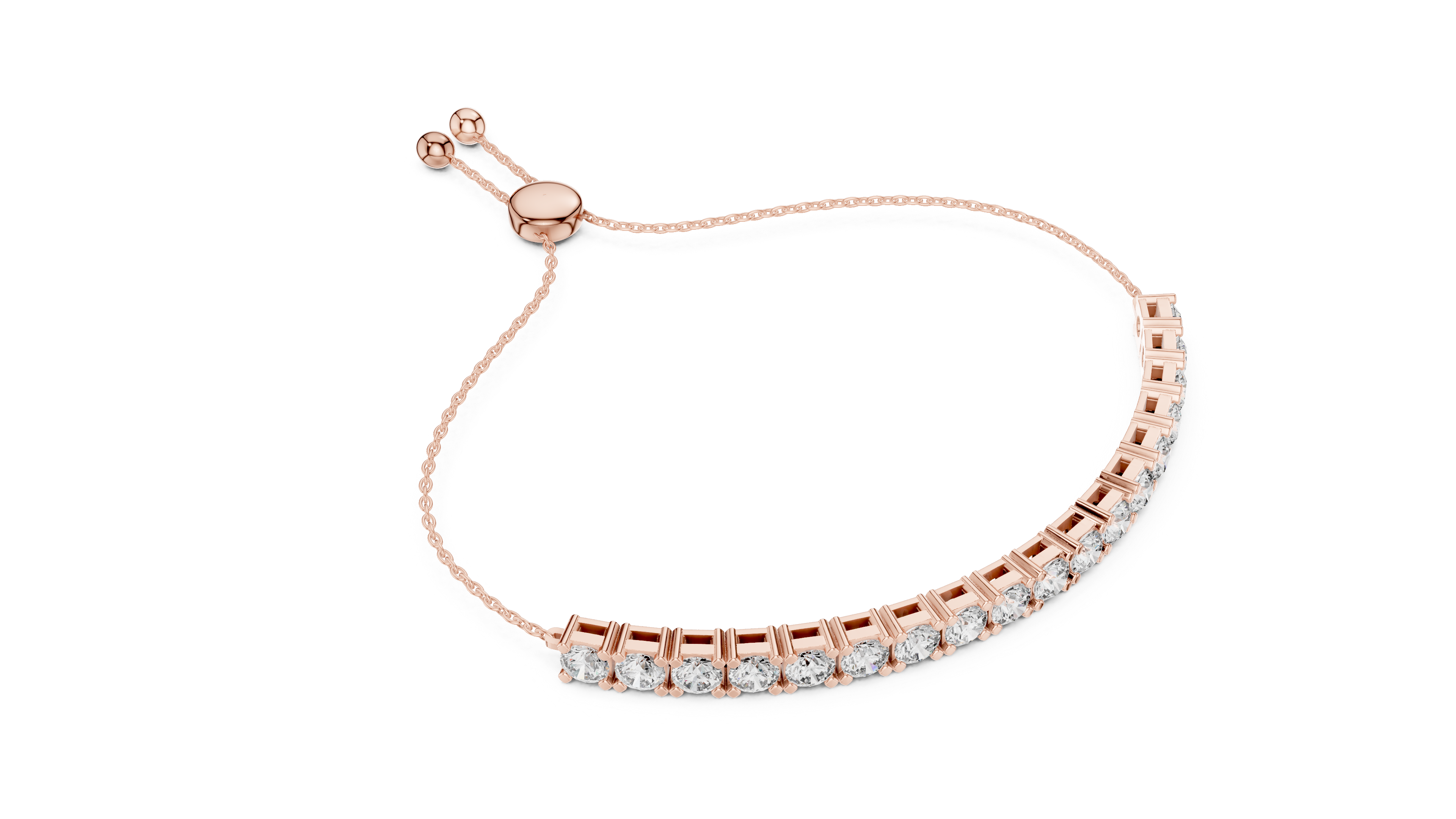 Round Cut Link Chain Diamond Bracelet
