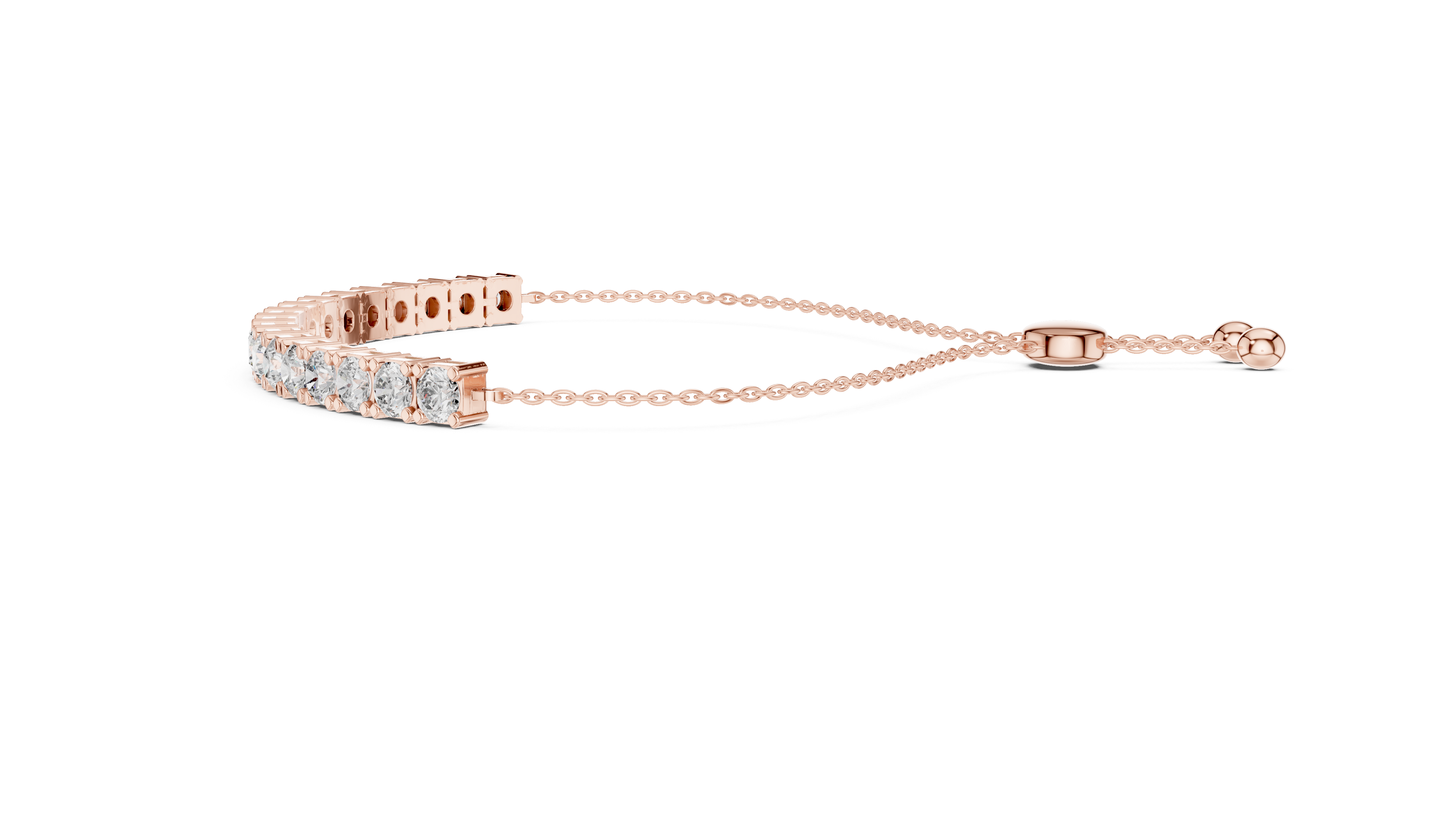 Round Cut Link Chain Diamond Bracelet