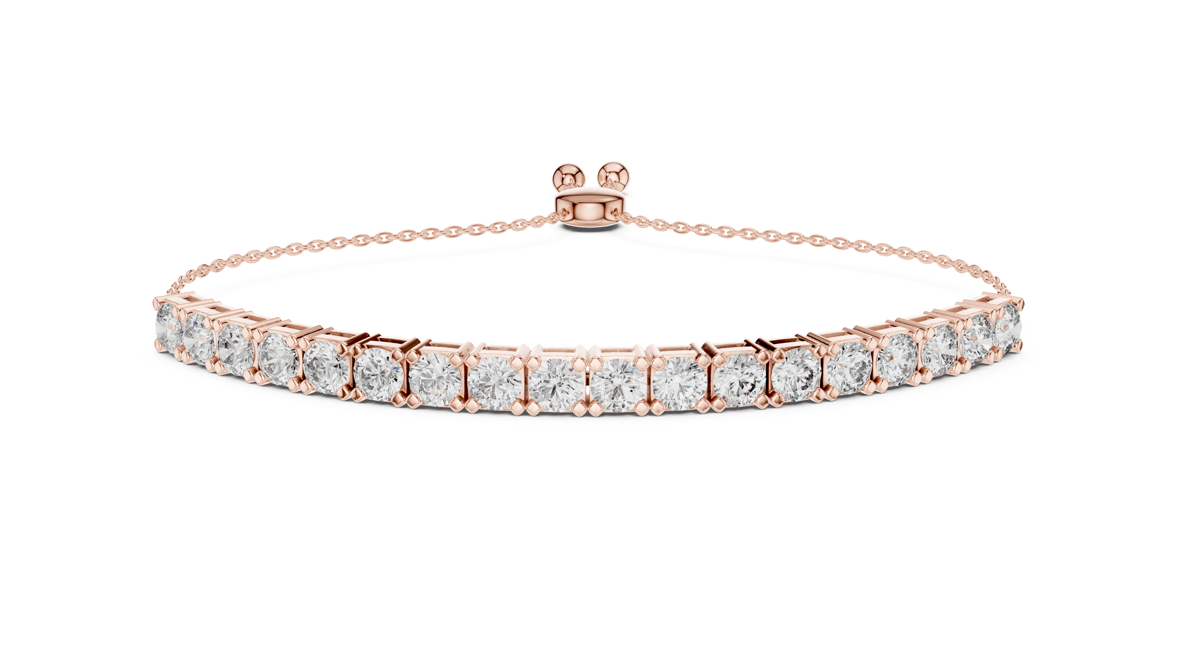 Round Cut Link Chain Diamond Bracelet