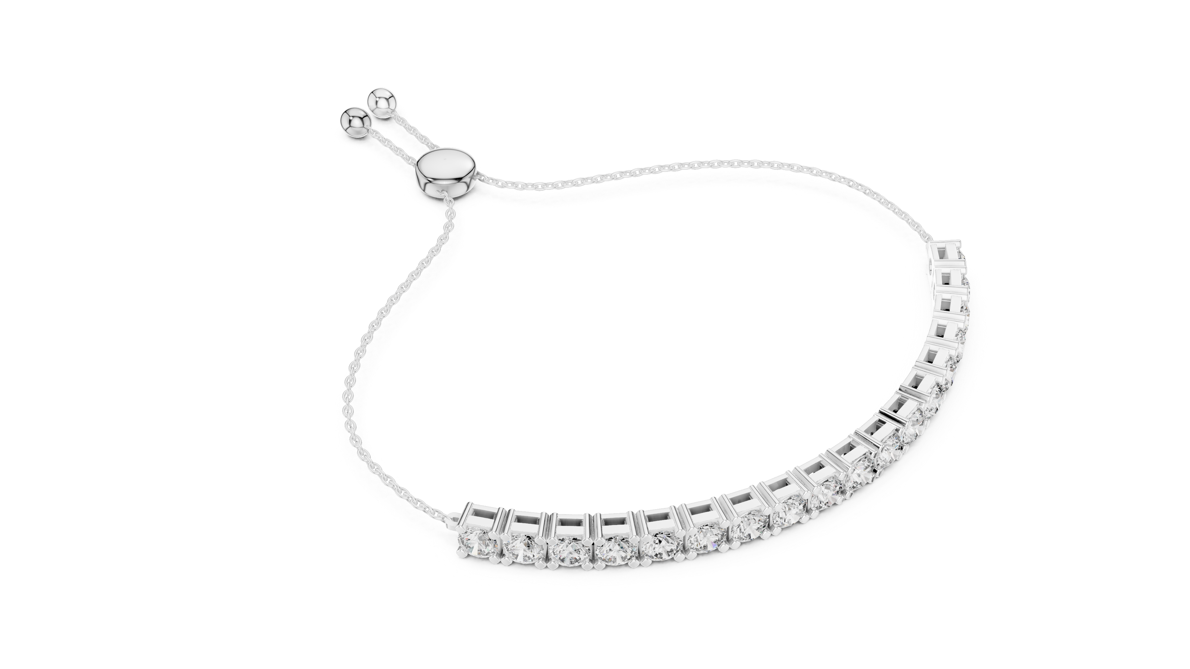 Round Cut Link Chain Diamond Bracelet