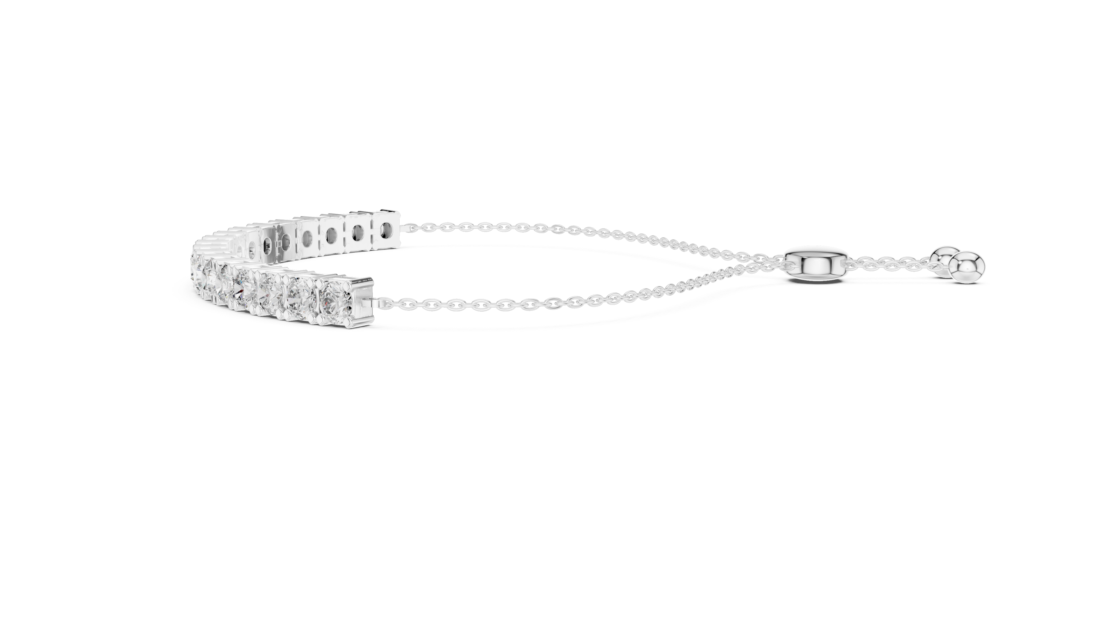 Round Cut Link Chain Diamond Bracelet
