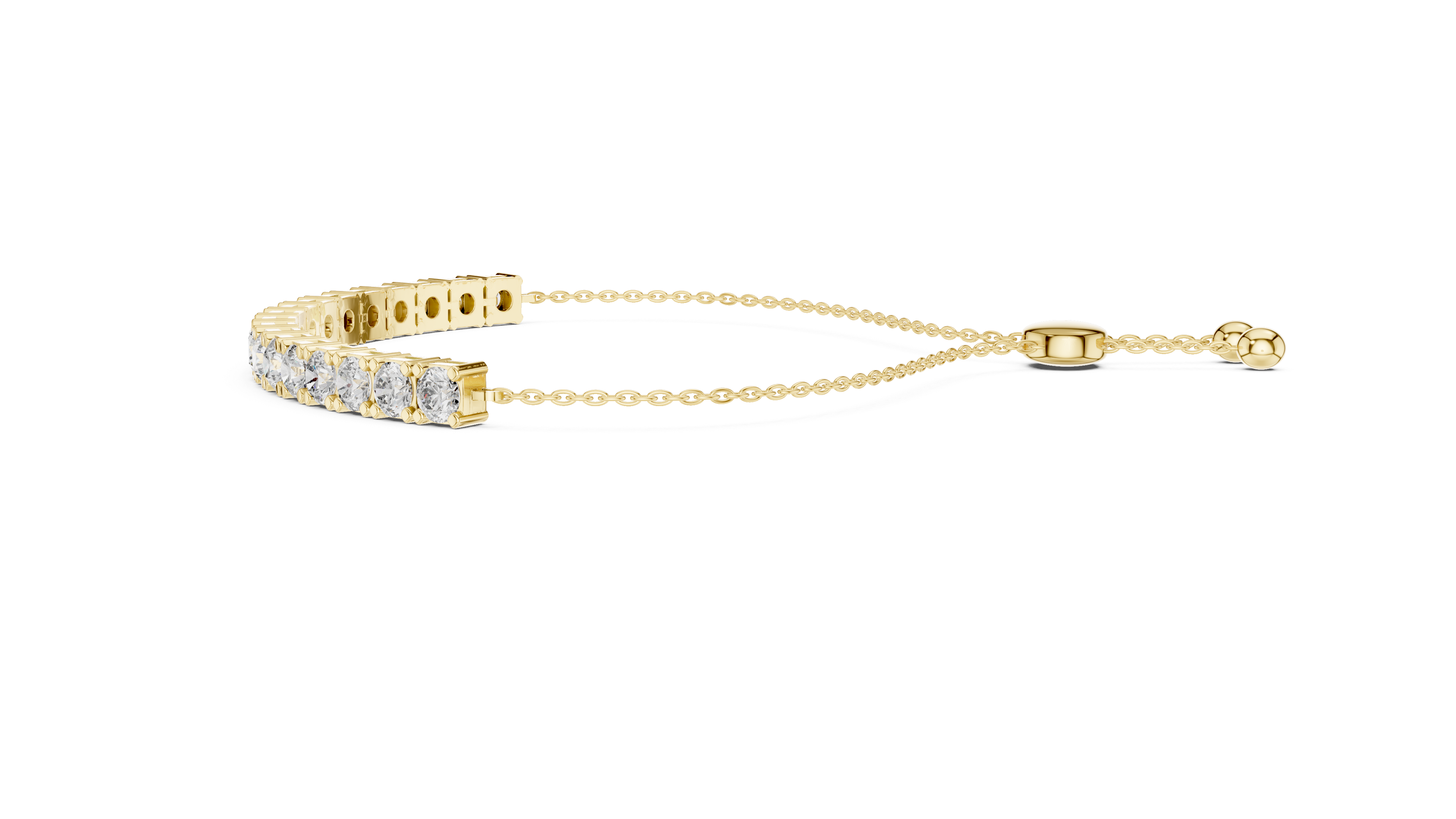 Round Cut Link Chain Diamond Bracelet