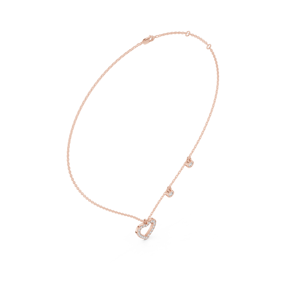 Bezel Set Round Diamond Heart Shape Necklace