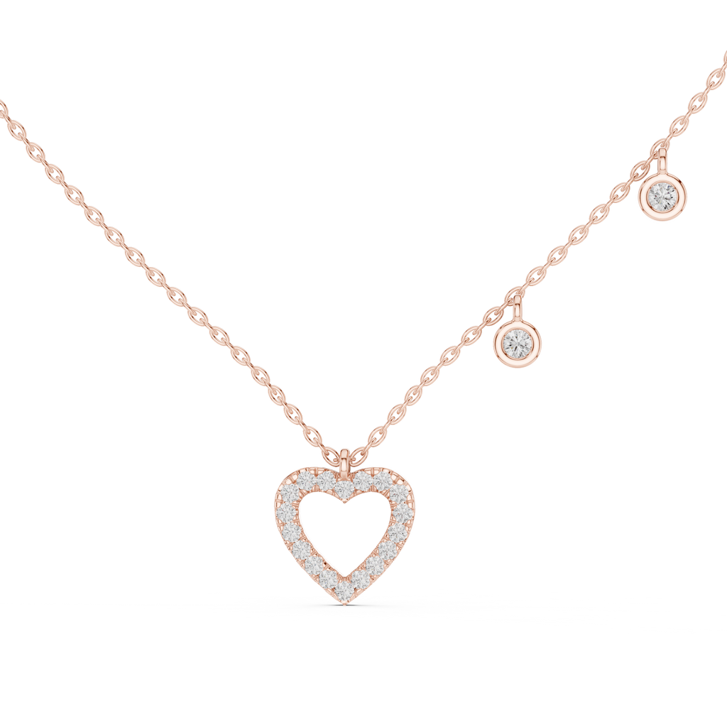 Bezel Set Round Diamond Heart Shape Necklace