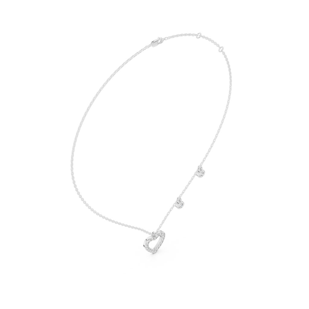 Bezel Set Round Diamond Heart Shape Necklace