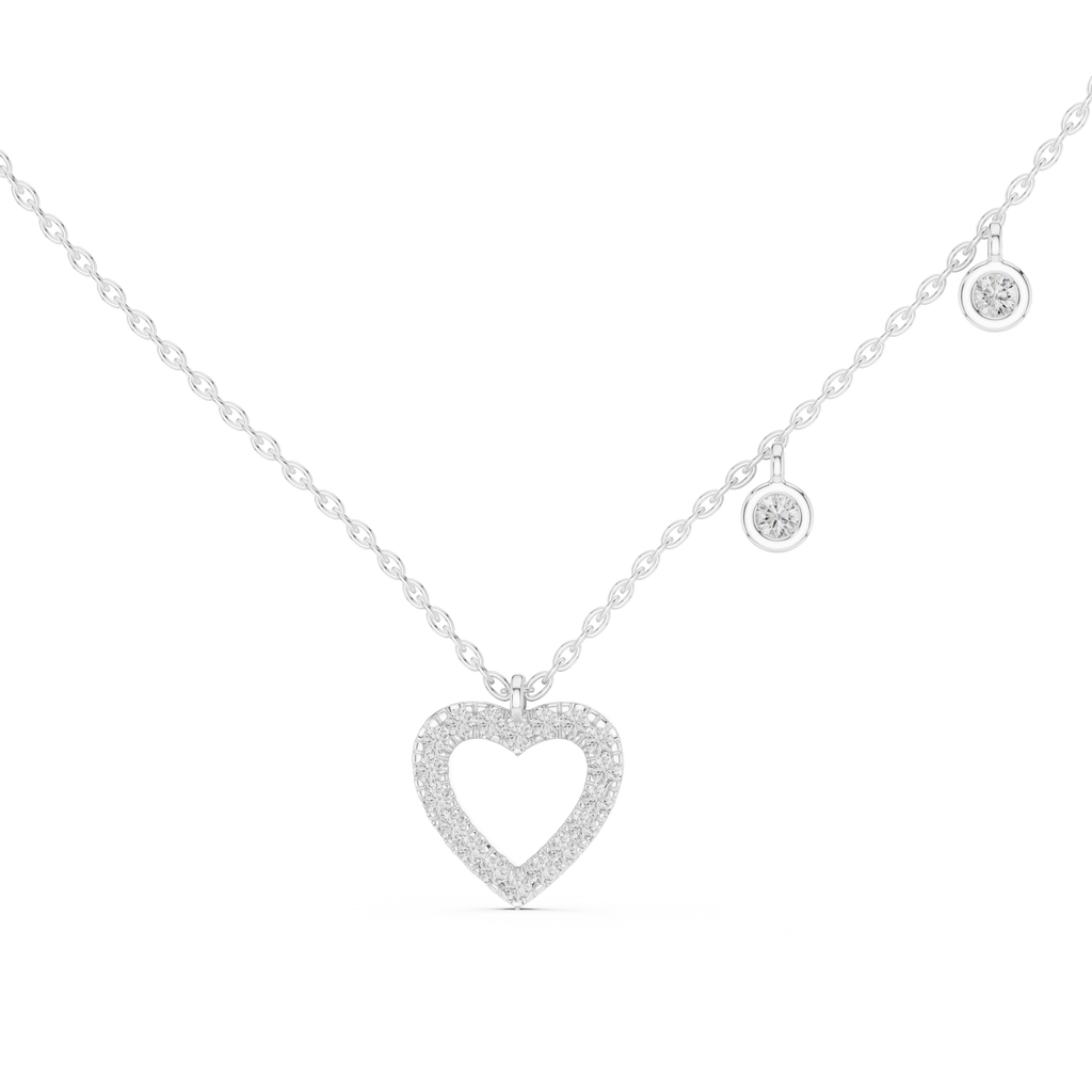 Bezel Set Round Diamond Heart Shape Necklace