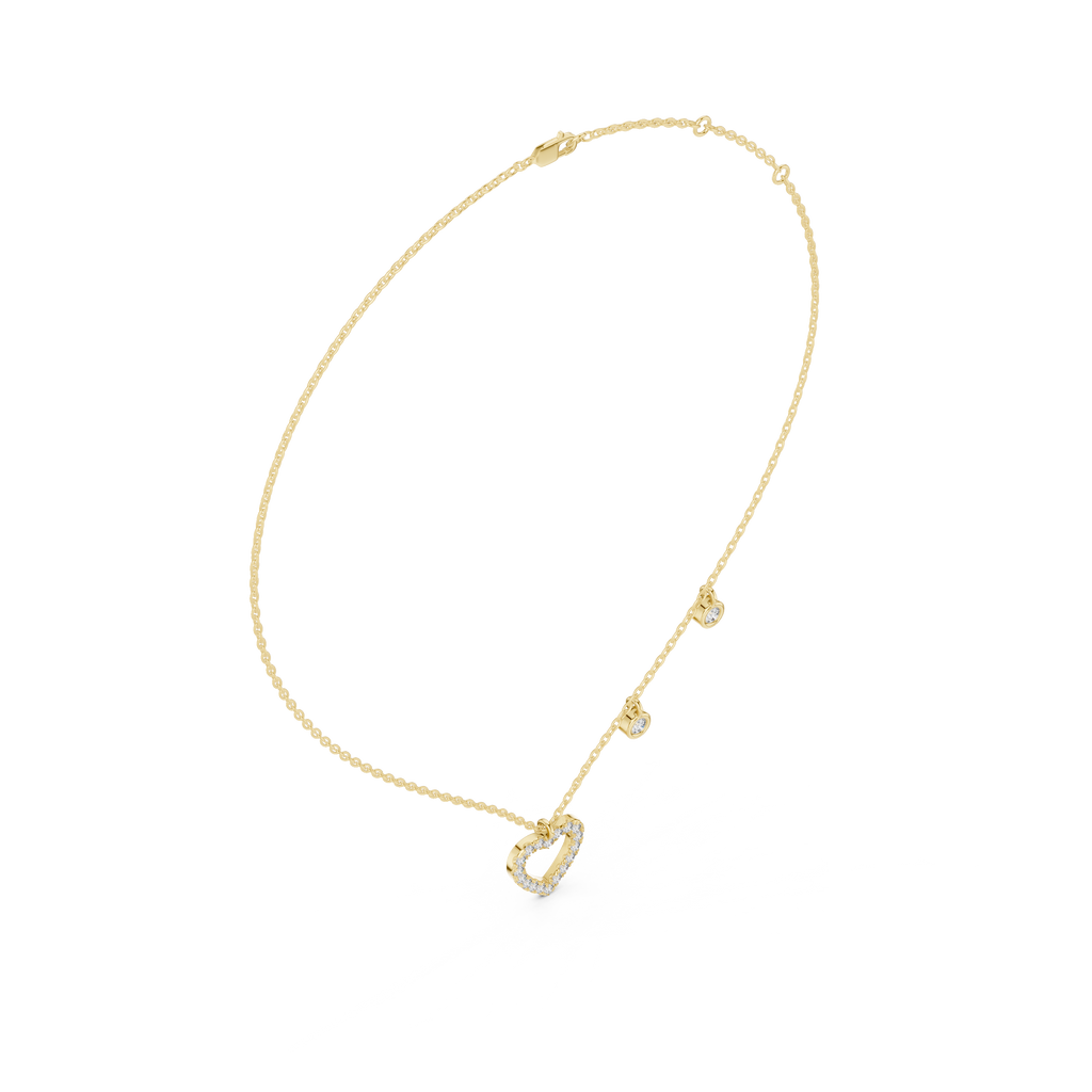 Bezel Set Round Diamond Heart Shape Necklace