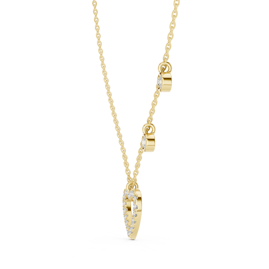 Bezel Set Round Diamond Heart Shape Necklace