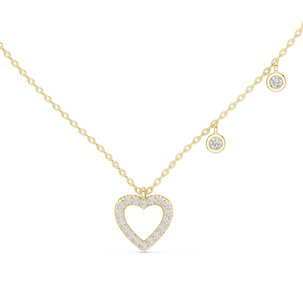 Bezel Set Round Diamond Heart Shape Necklace