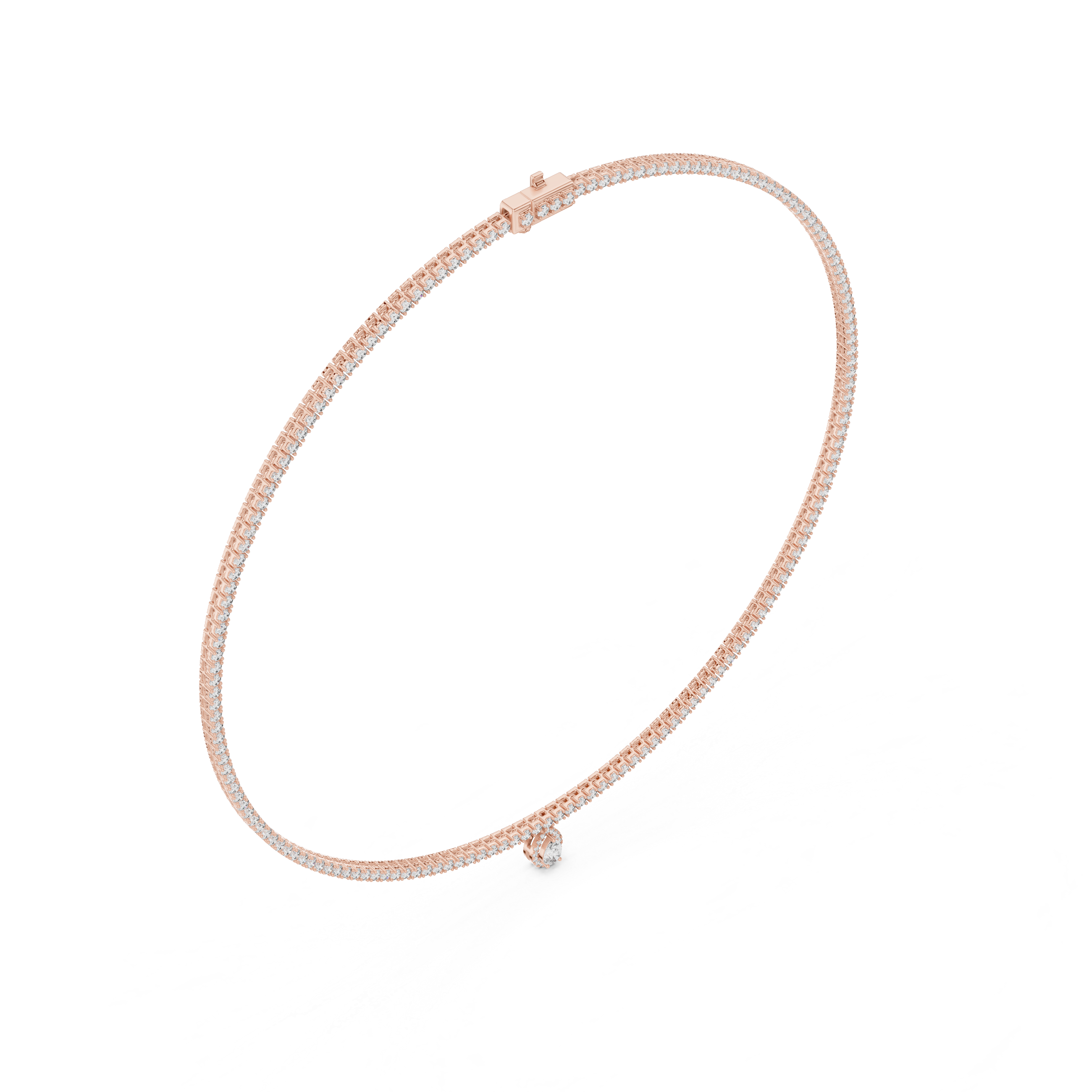 Pear And Round Diamond Tennis Necklace