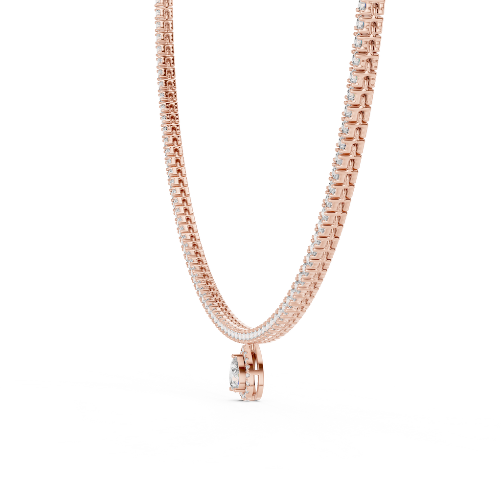 Pear And Round Diamond Tennis Necklace