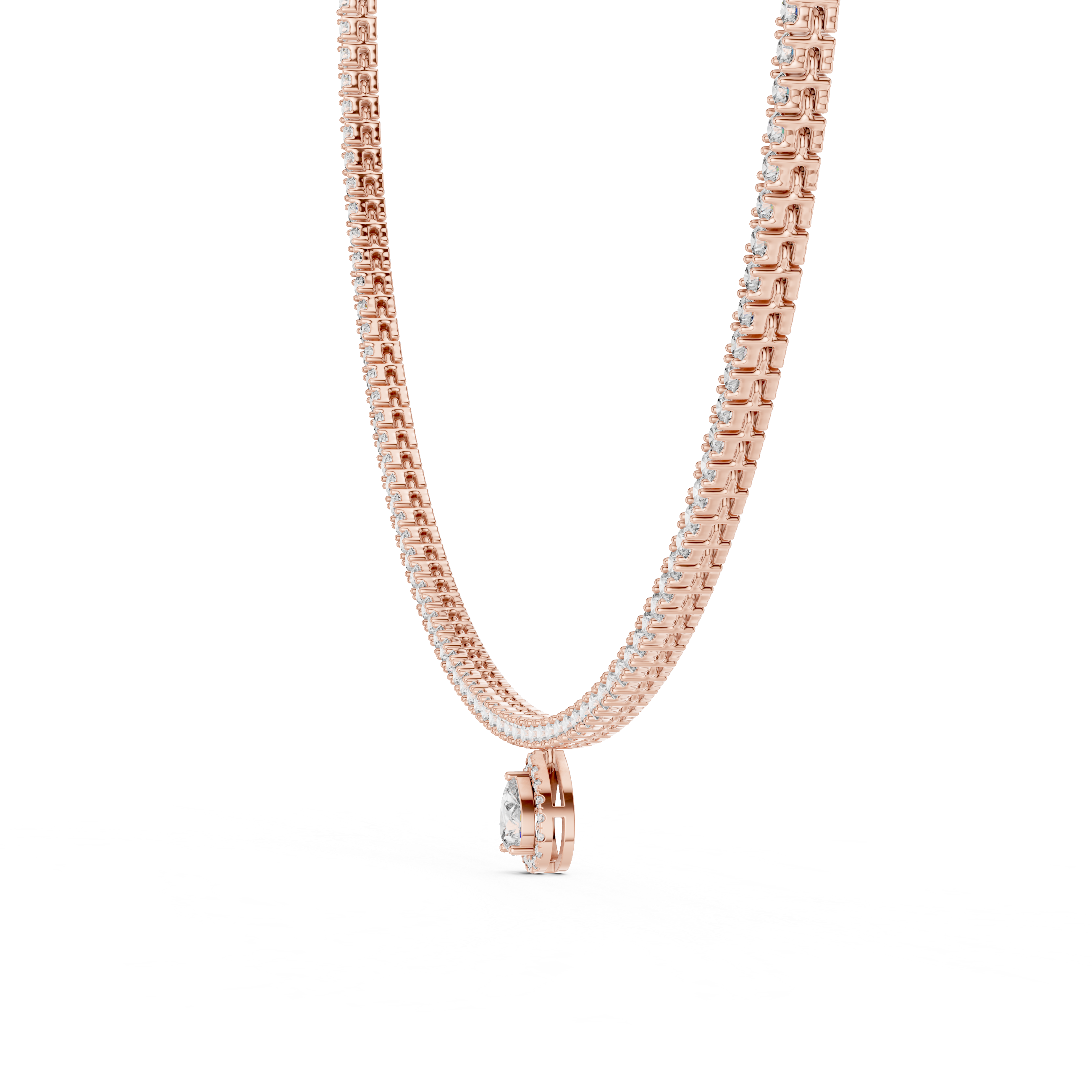 Pear And Round Diamond Tennis Necklace