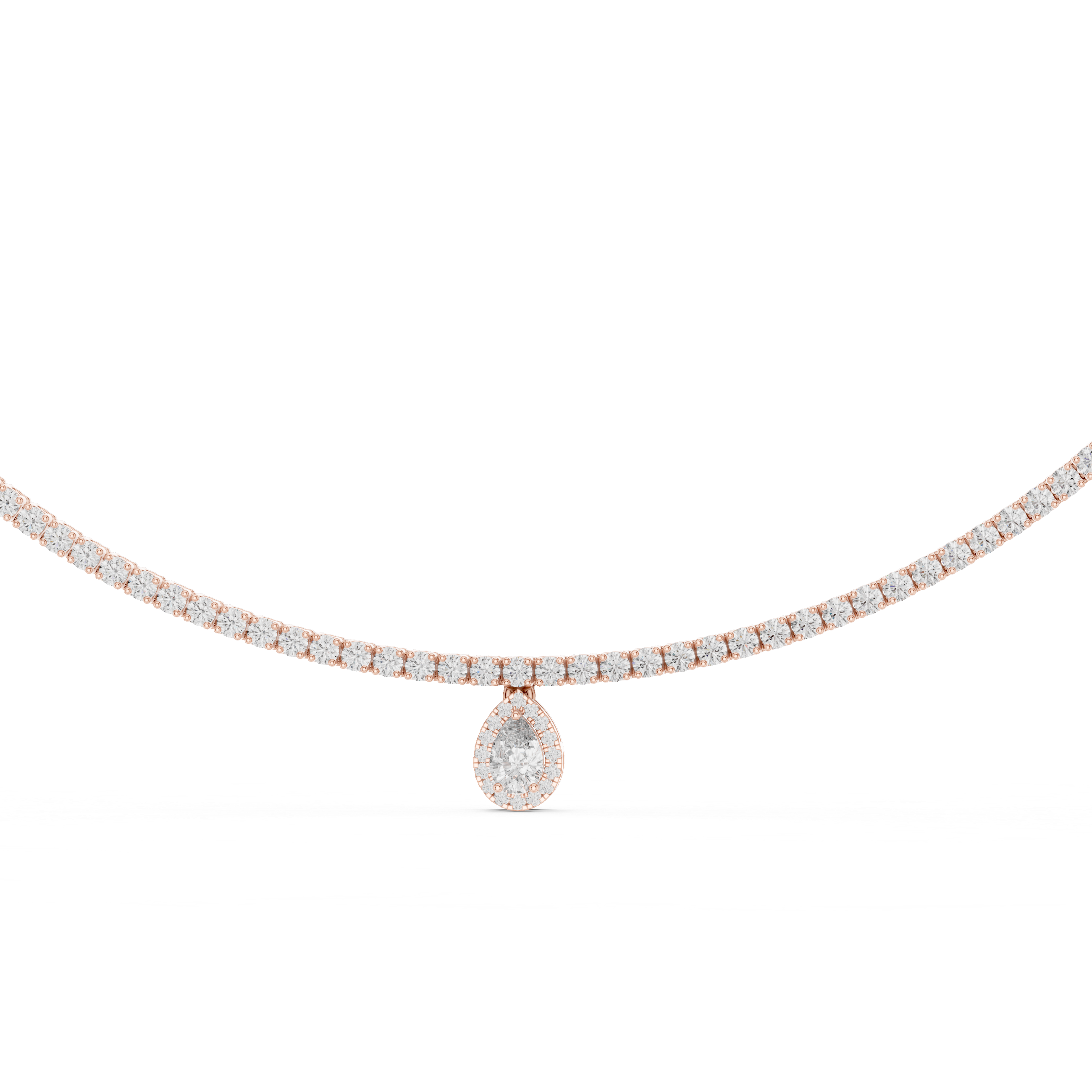 Pear And Round Diamond Tennis Necklace