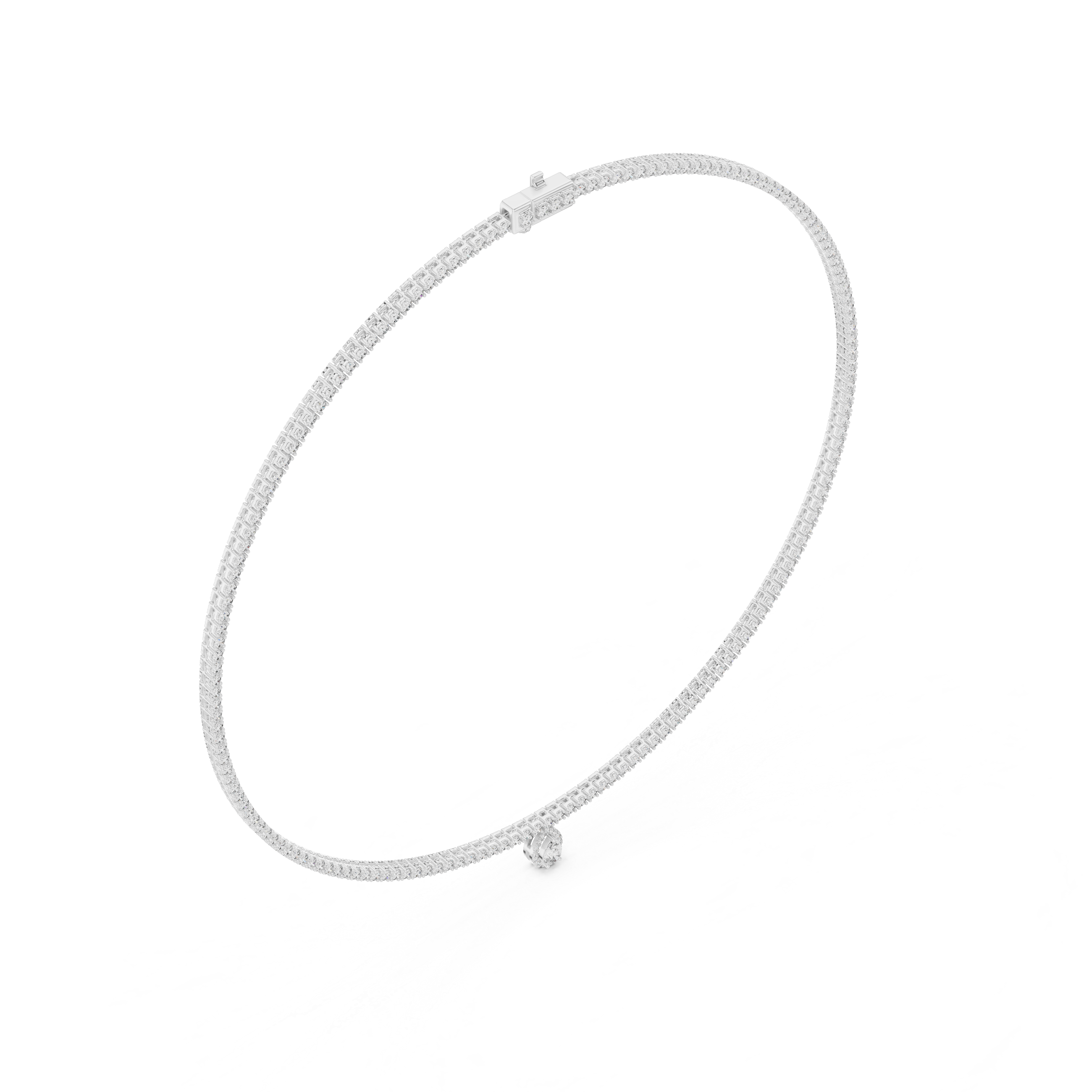 Pear And Round Diamond Tennis Necklace