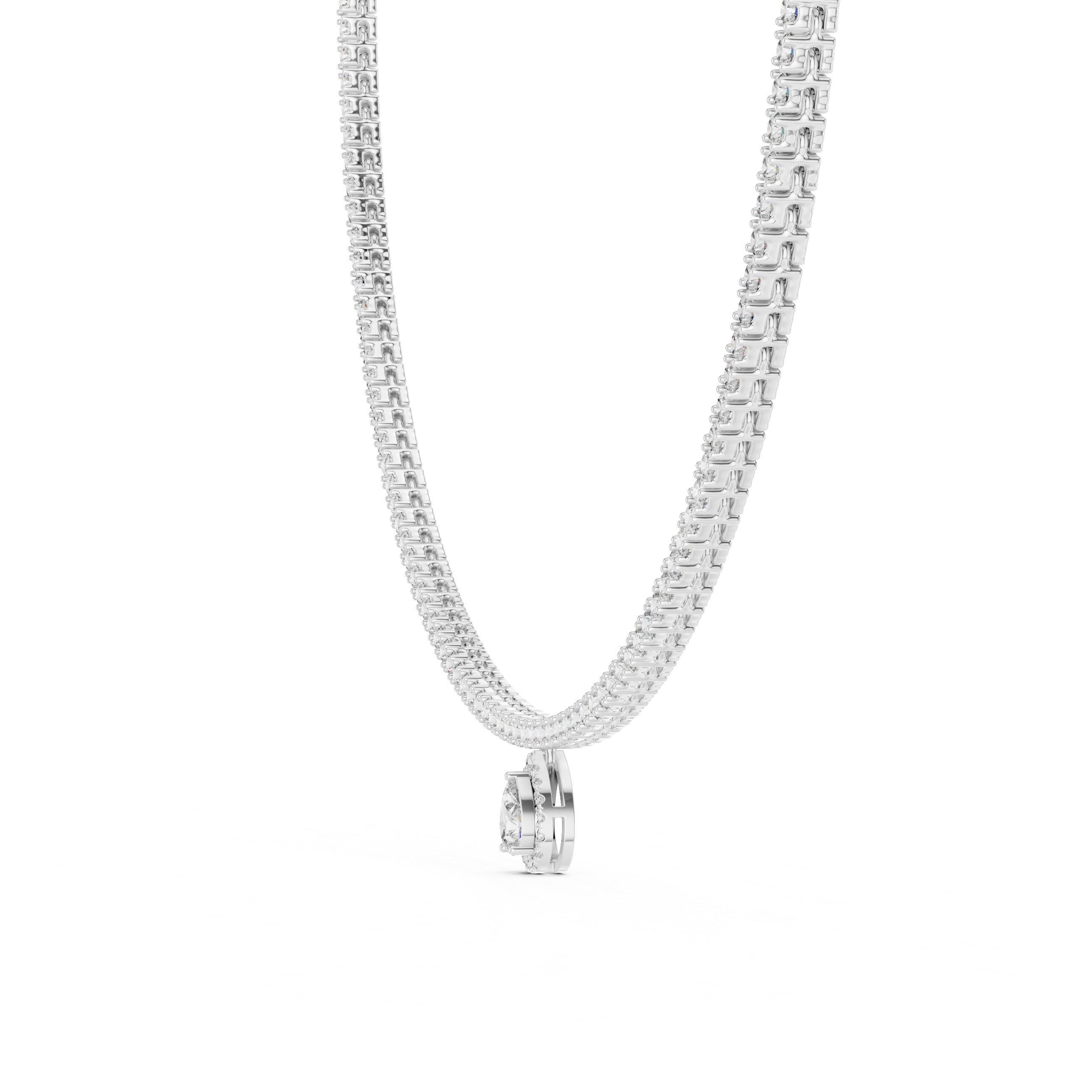 Pear And Round Diamond Tennis Necklace