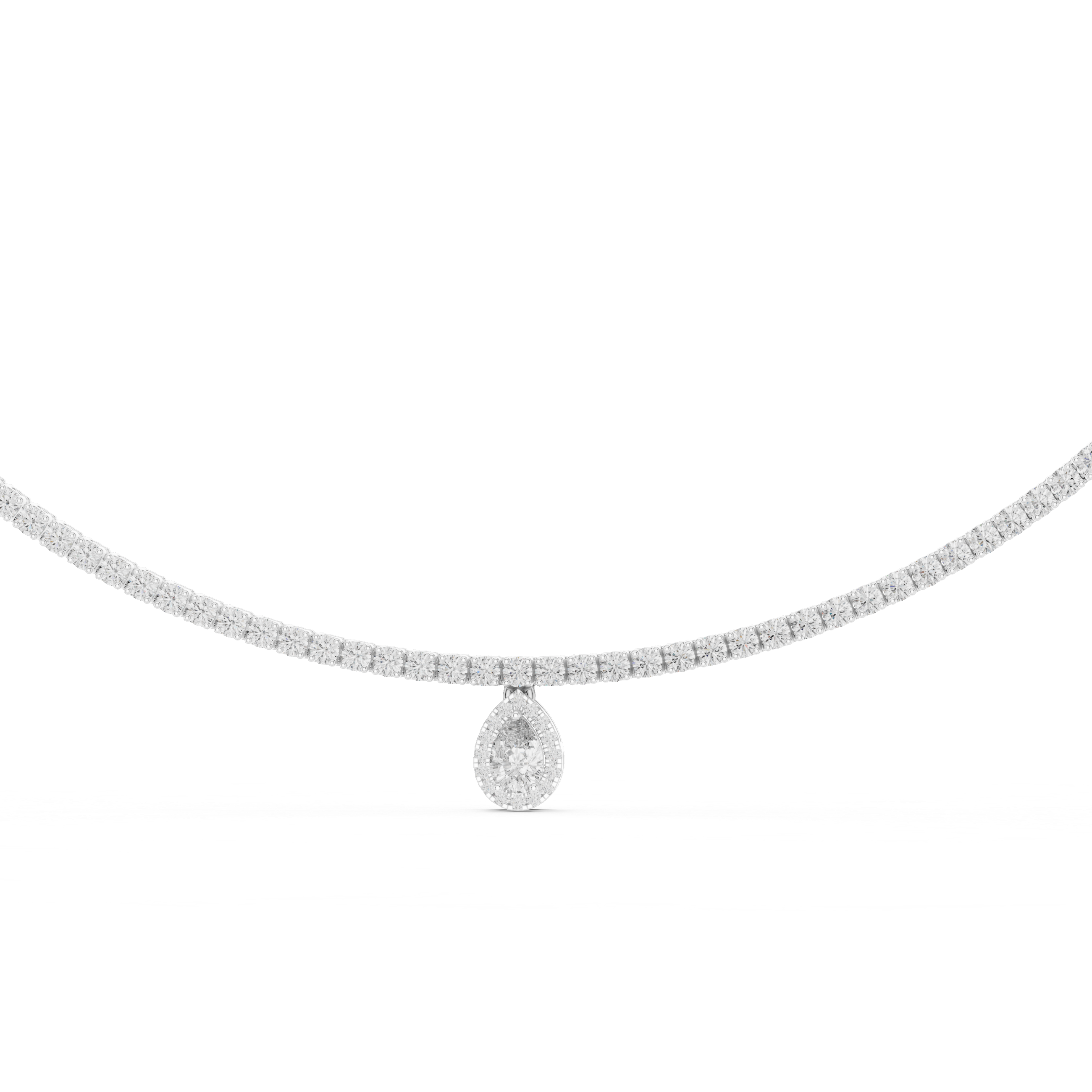 Pear And Round Diamond Tennis Necklace