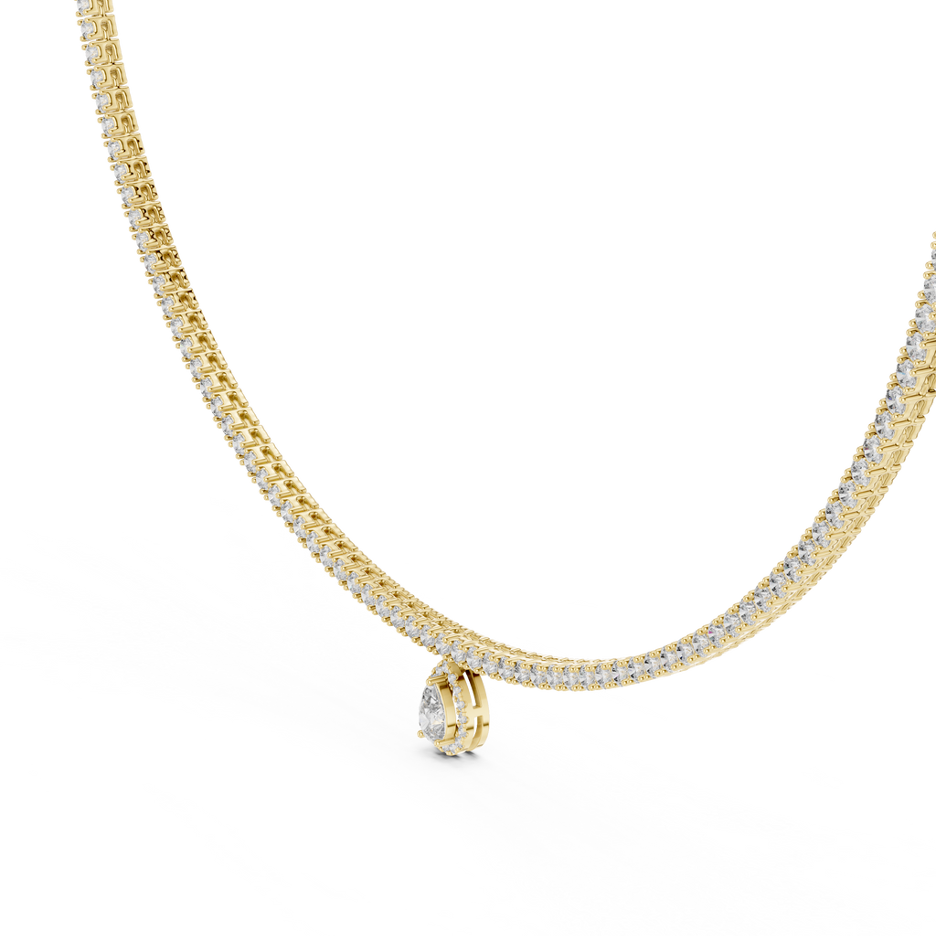 Pear And Round Diamond Tennis Necklace