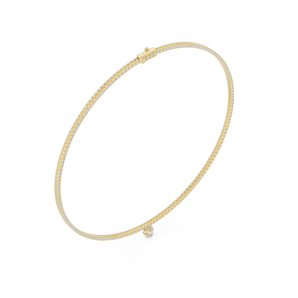 Pear And Round Diamond Tennis Necklace