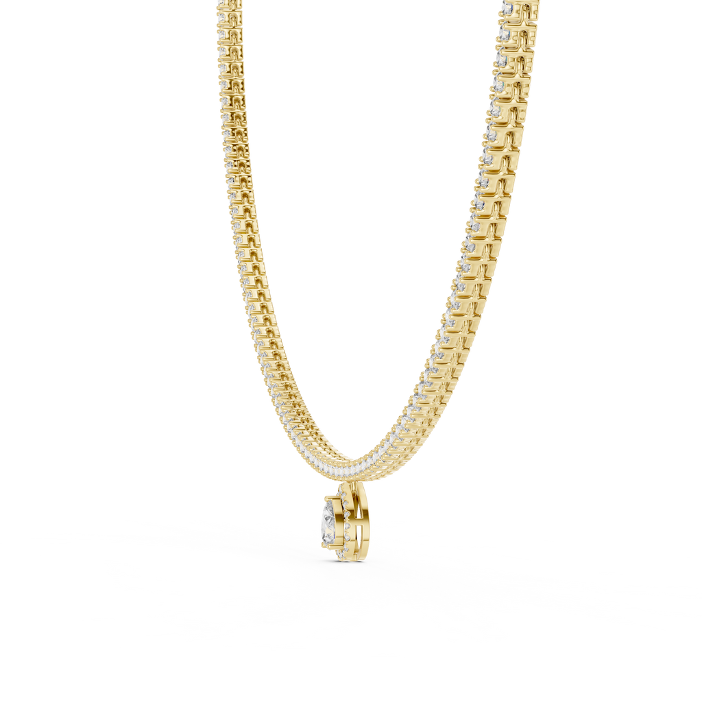 Pear And Round Diamond Tennis Necklace