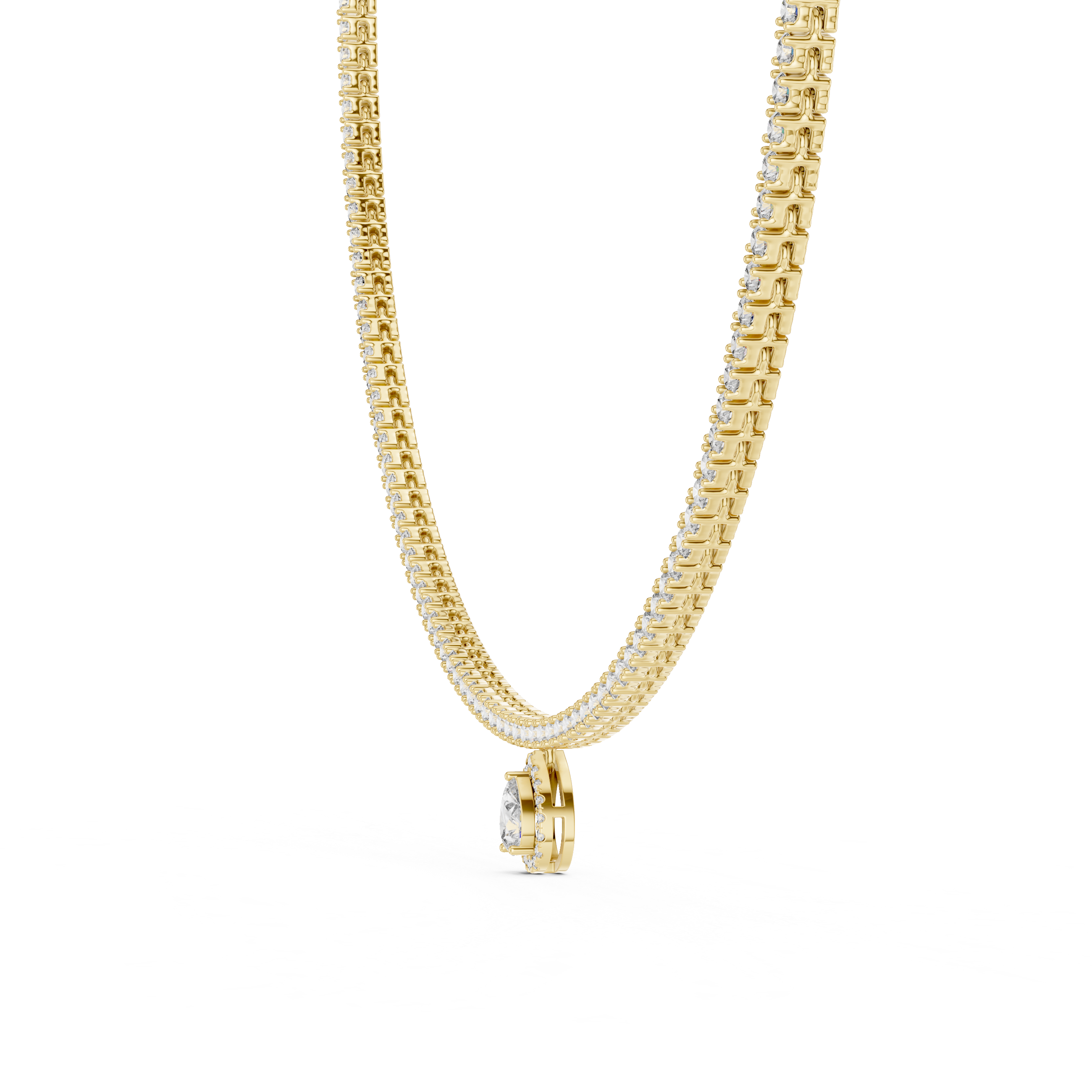 Pear And Round Diamond Tennis Necklace