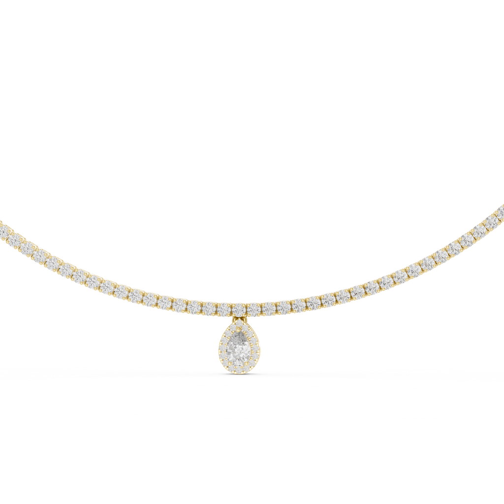 Pear And Round Diamond Tennis Necklace