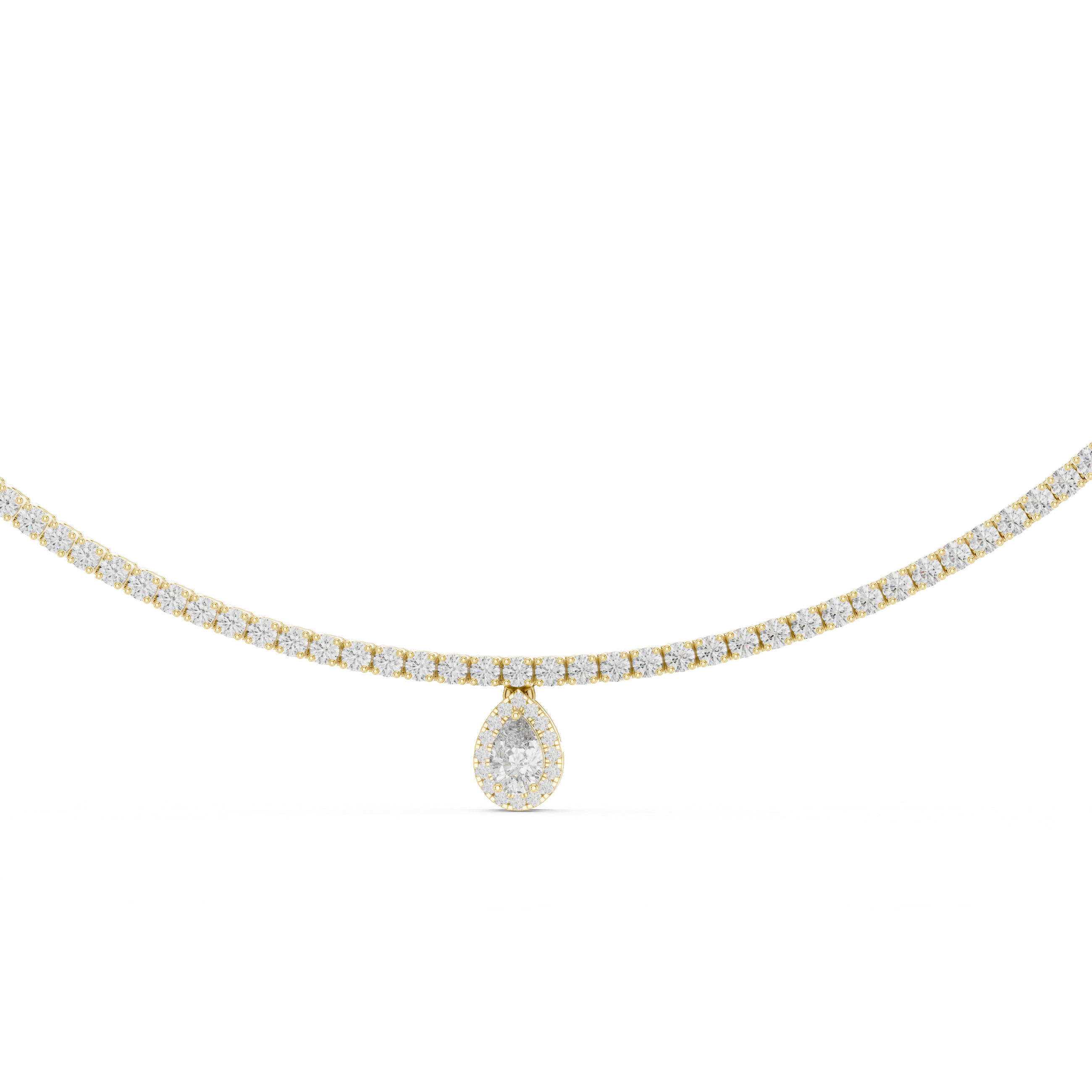 Pear And Round Diamond Tennis Necklace