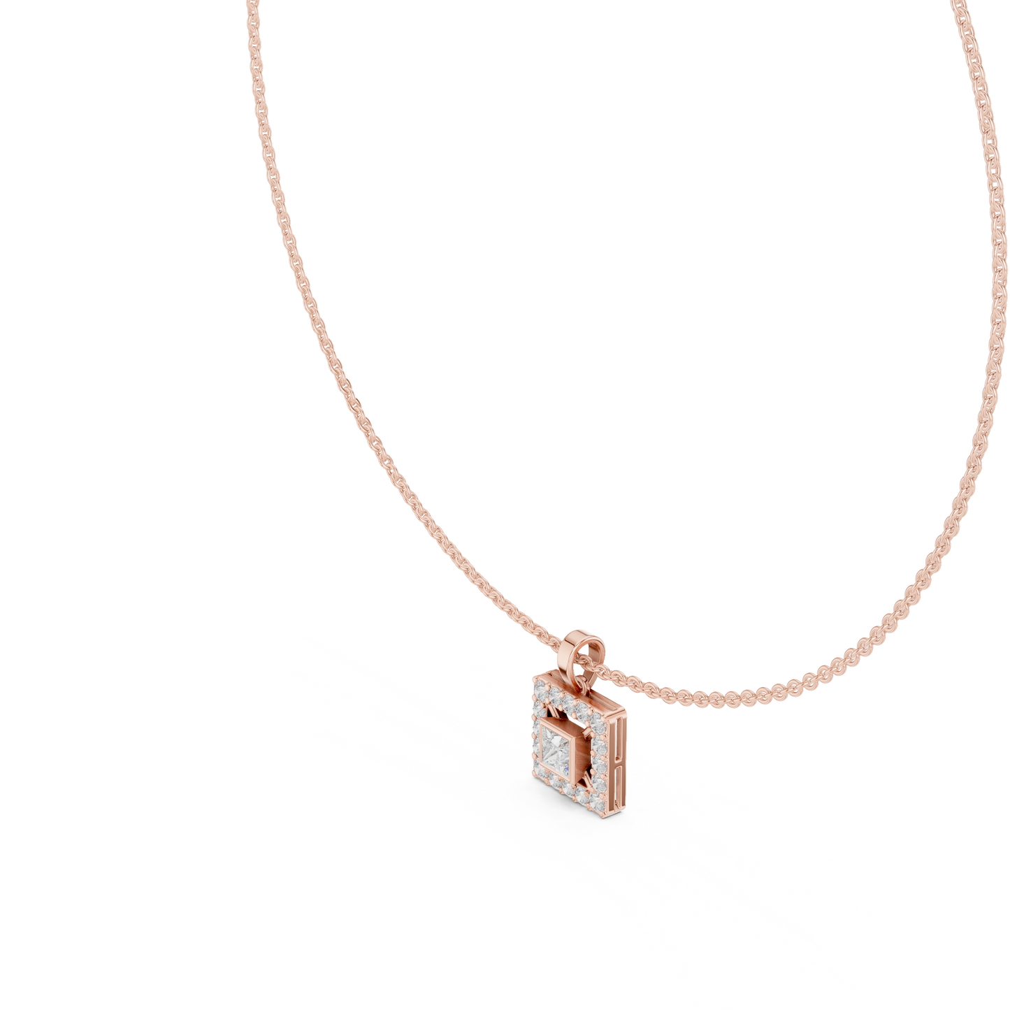 Princess Cut Lab Diamond Halo Pendant