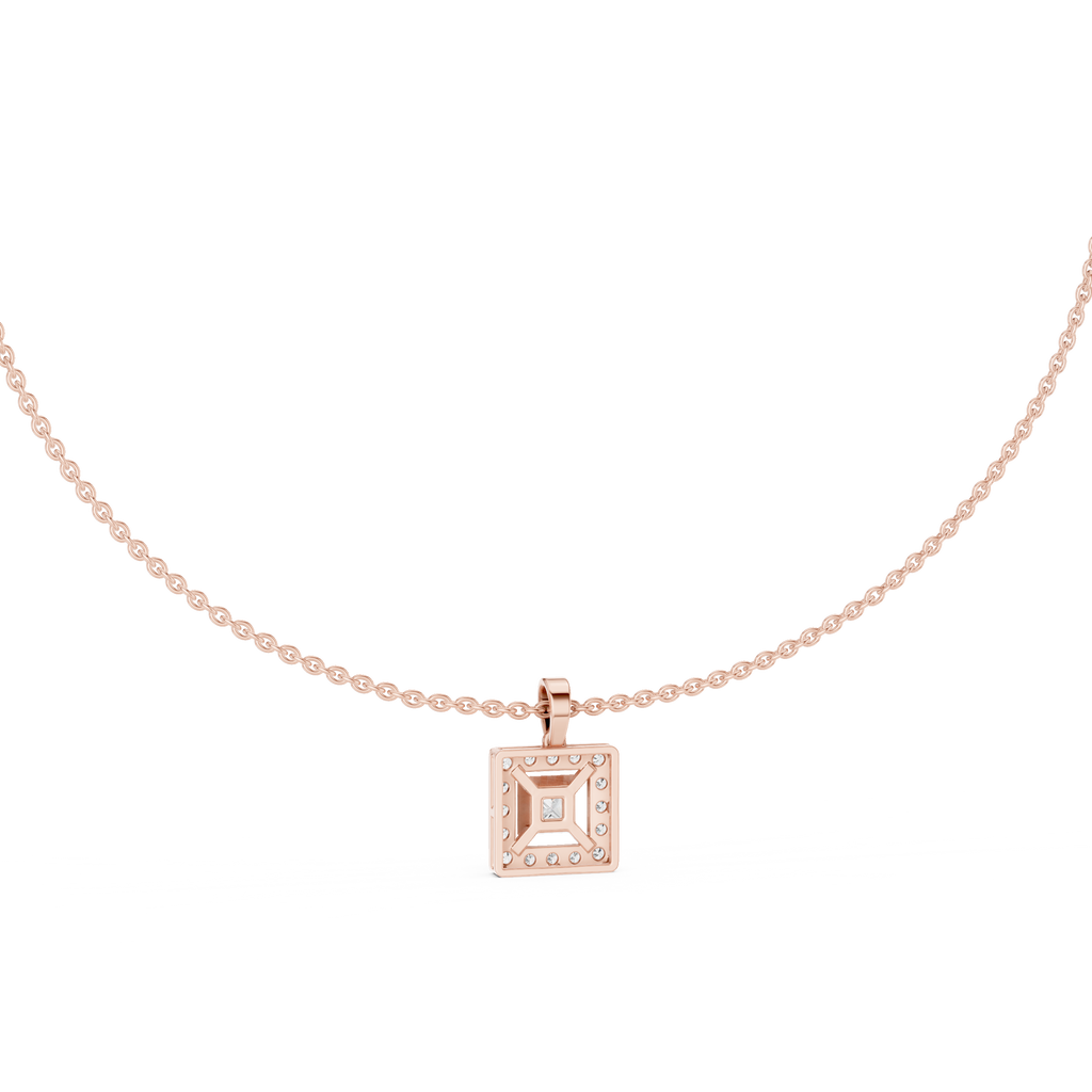 Princess Cut Lab Diamond Halo Pendant