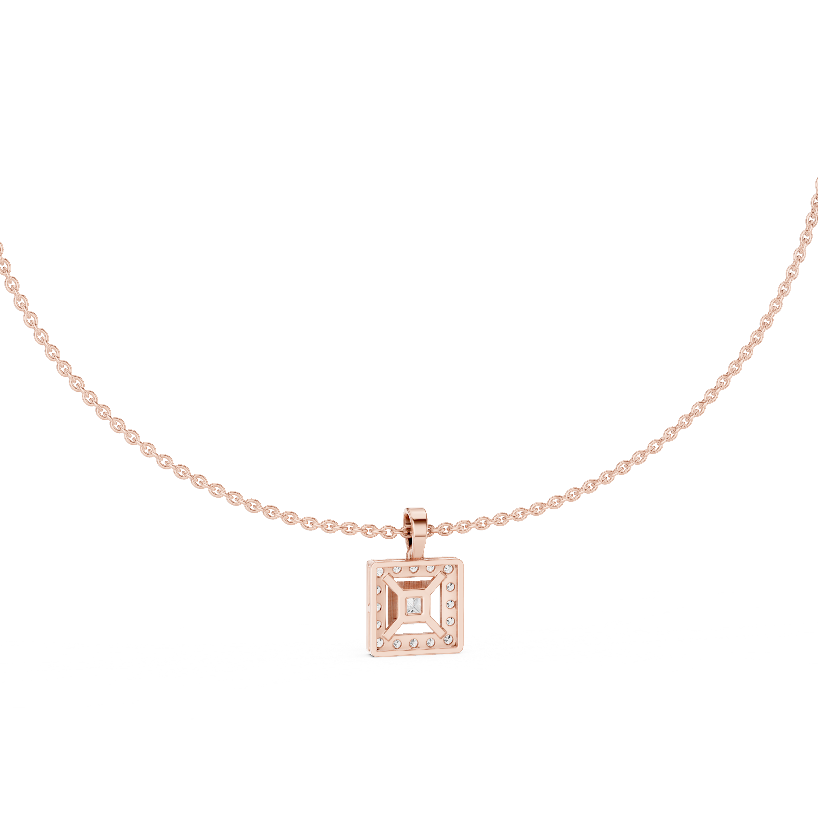 Princess Cut Lab Diamond Halo Pendant
