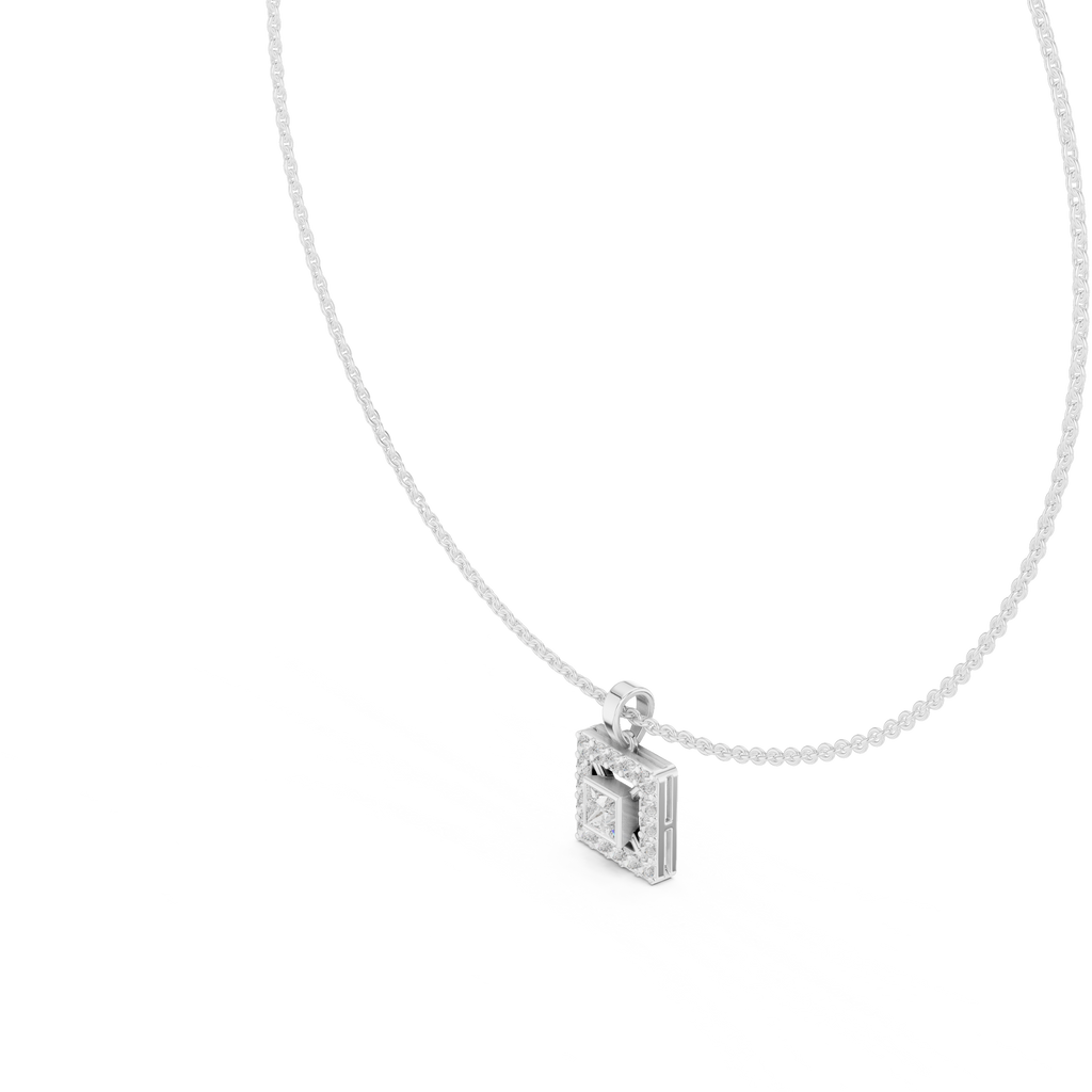 Princess Cut Lab Diamond Halo Pendant
