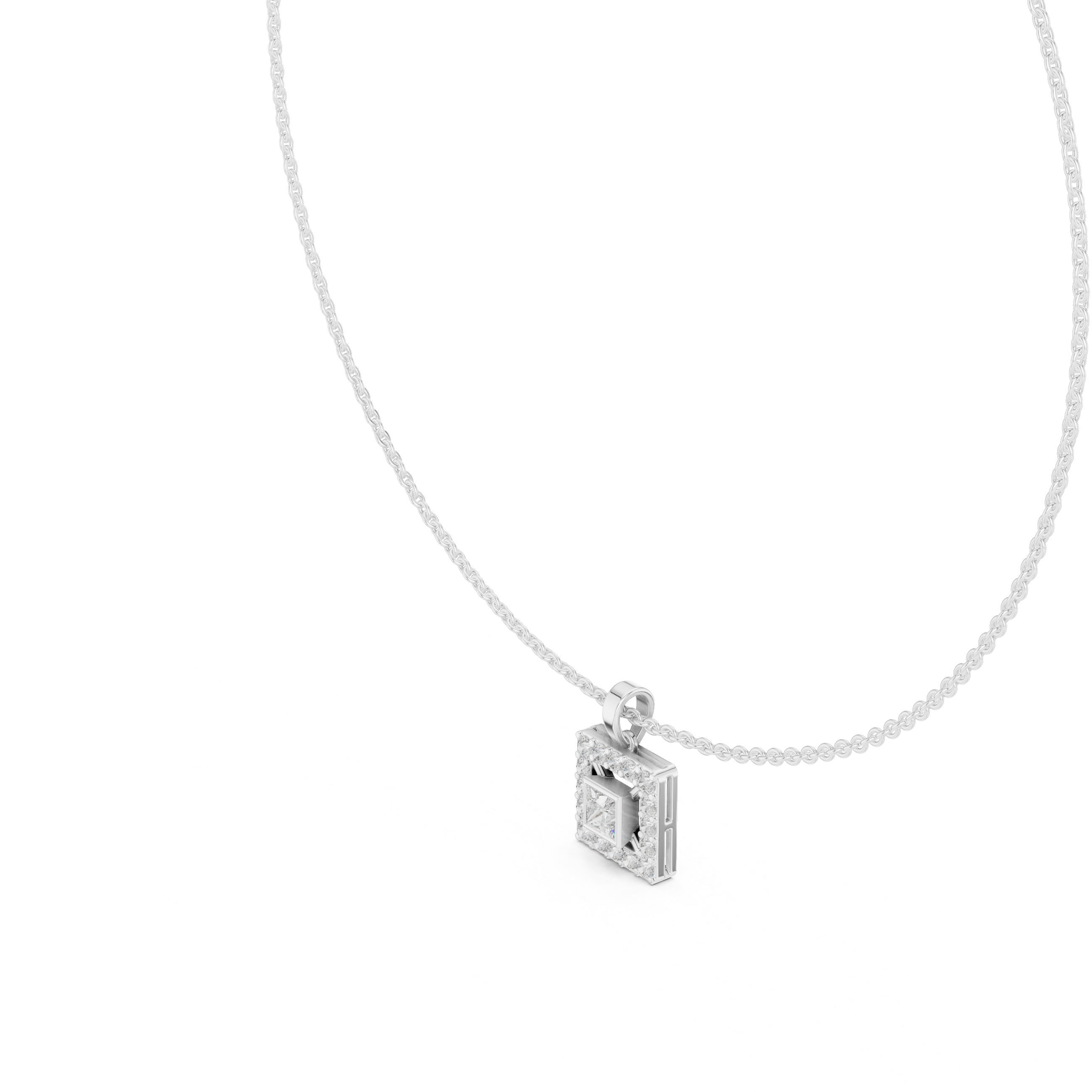 Princess Cut Lab Diamond Halo Pendant