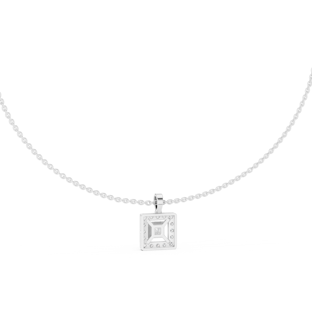 Princess Cut Lab Diamond Halo Pendant