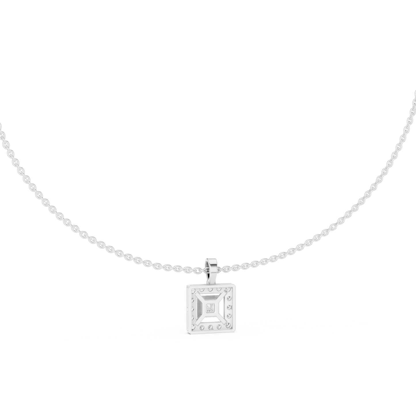 Princess Cut Lab Diamond Halo Pendant