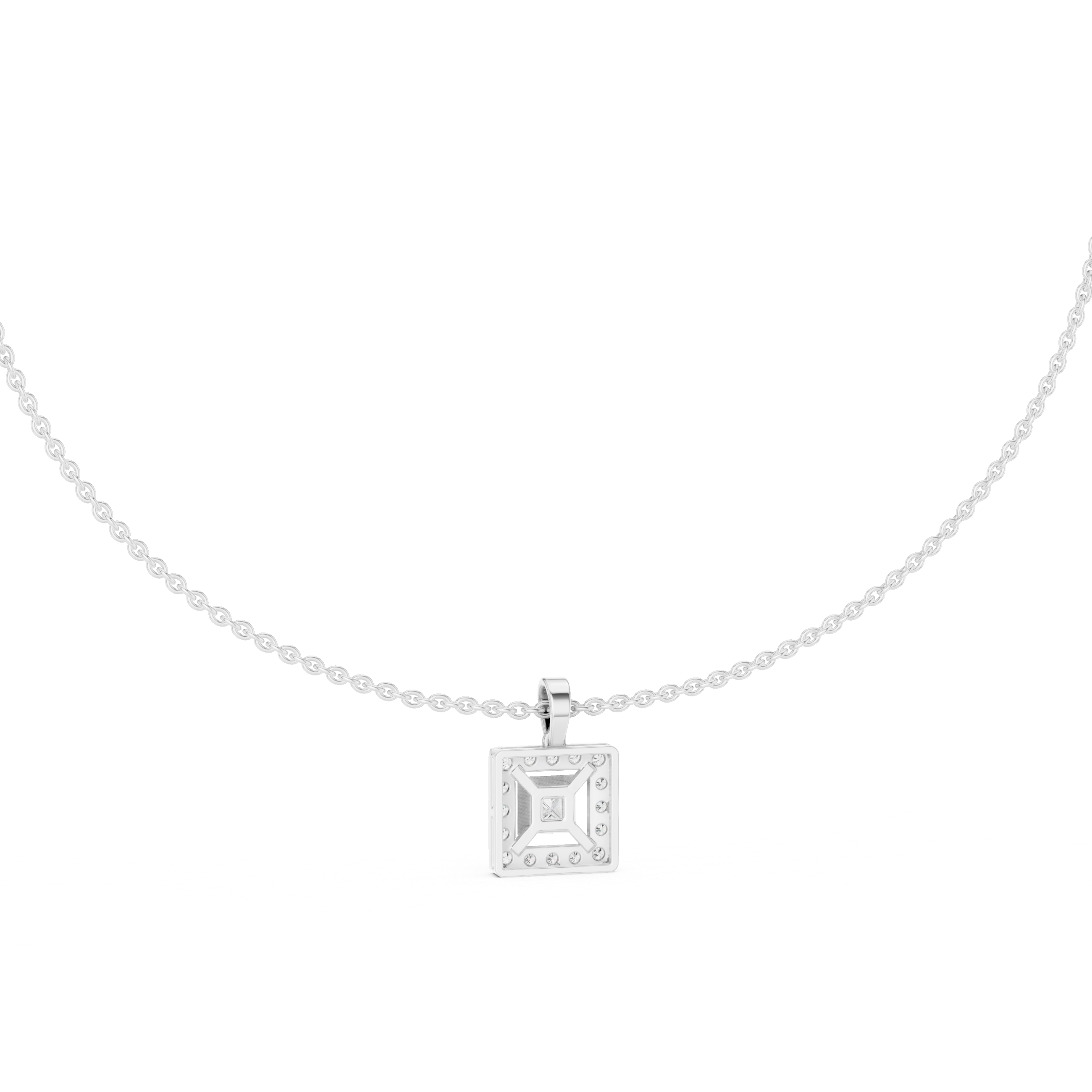 Princess Cut Lab Diamond Halo Pendant