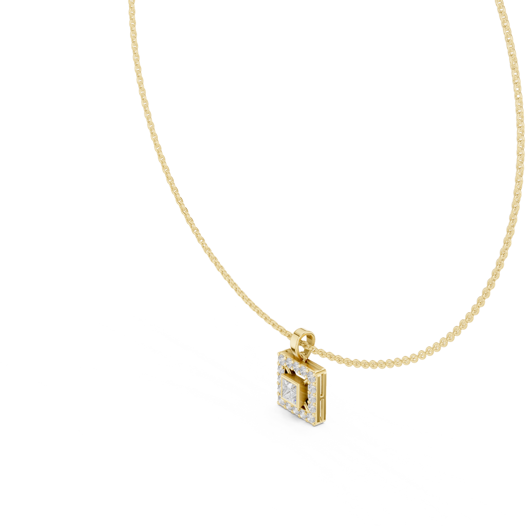 Princess Cut Lab Diamond Halo Pendant