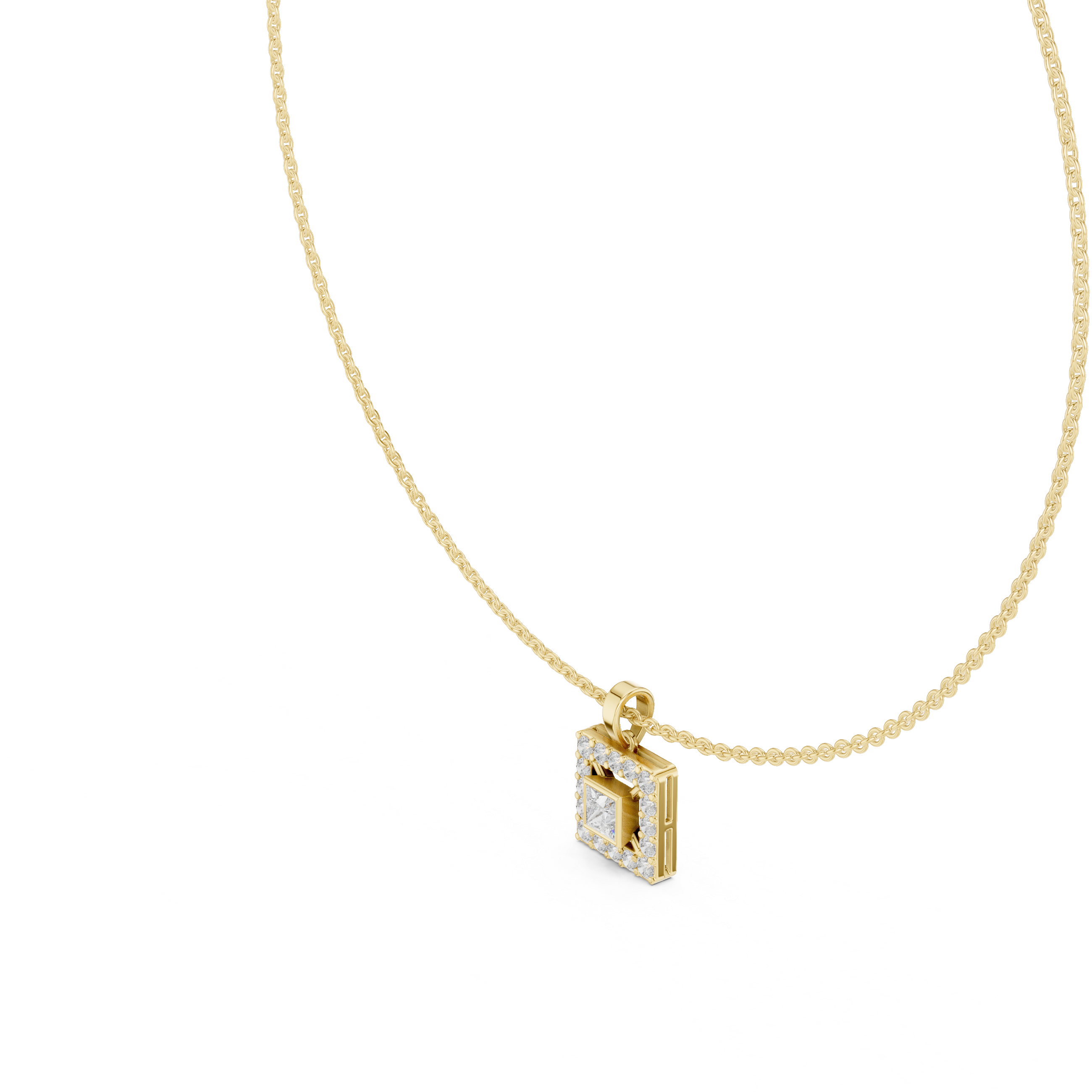 Princess Cut Lab Diamond Halo Pendant