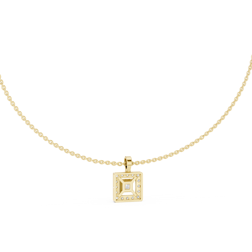 Princess Cut Lab Diamond Halo Pendant