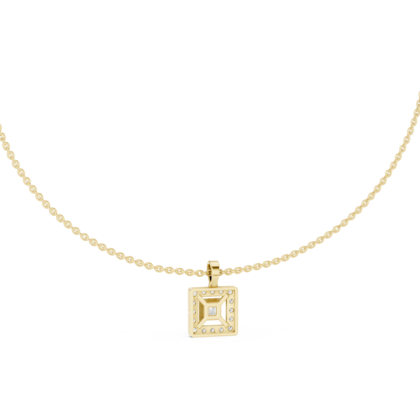 Princess Cut Lab Diamond Halo Pendant