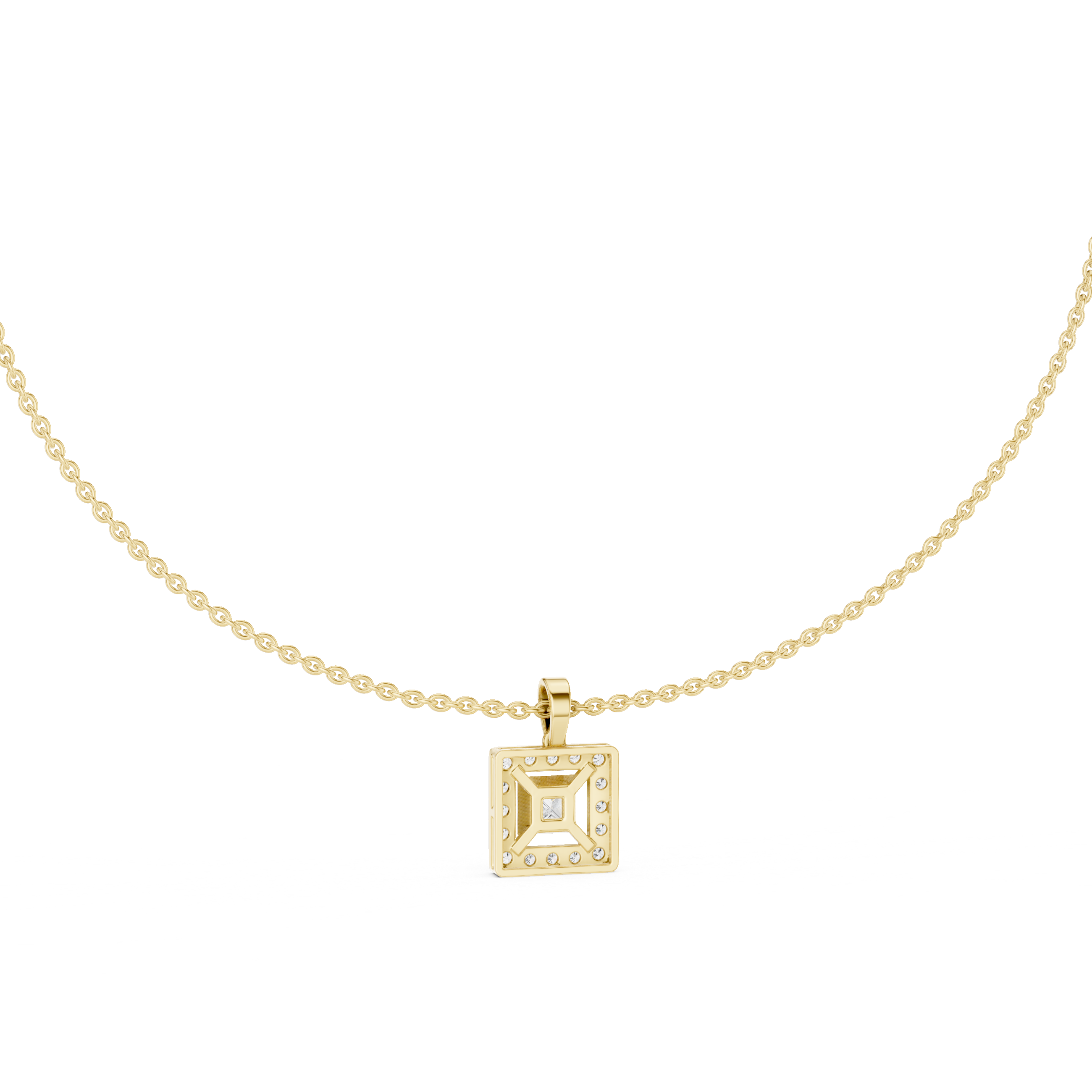 Princess Cut Lab Diamond Halo Pendant
