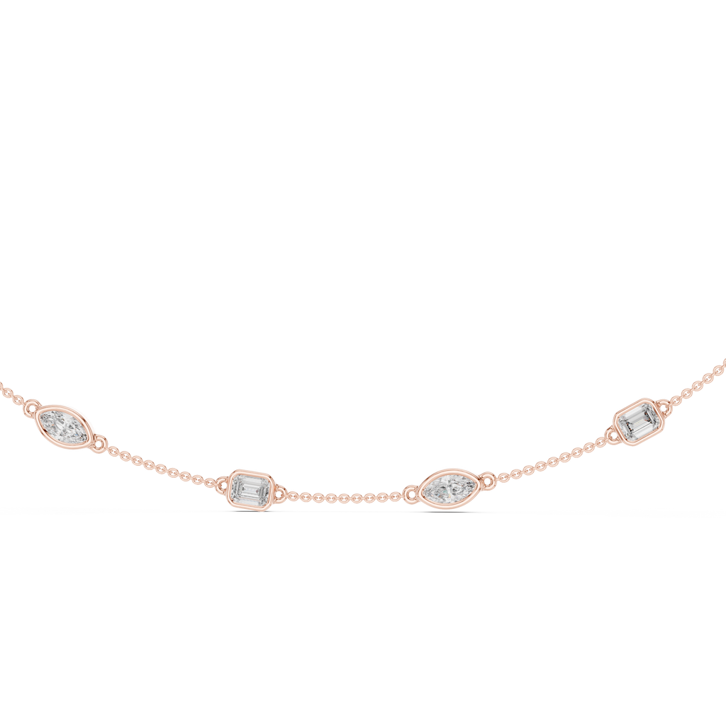 Charming Emerald And Marquise Diamond Necklace