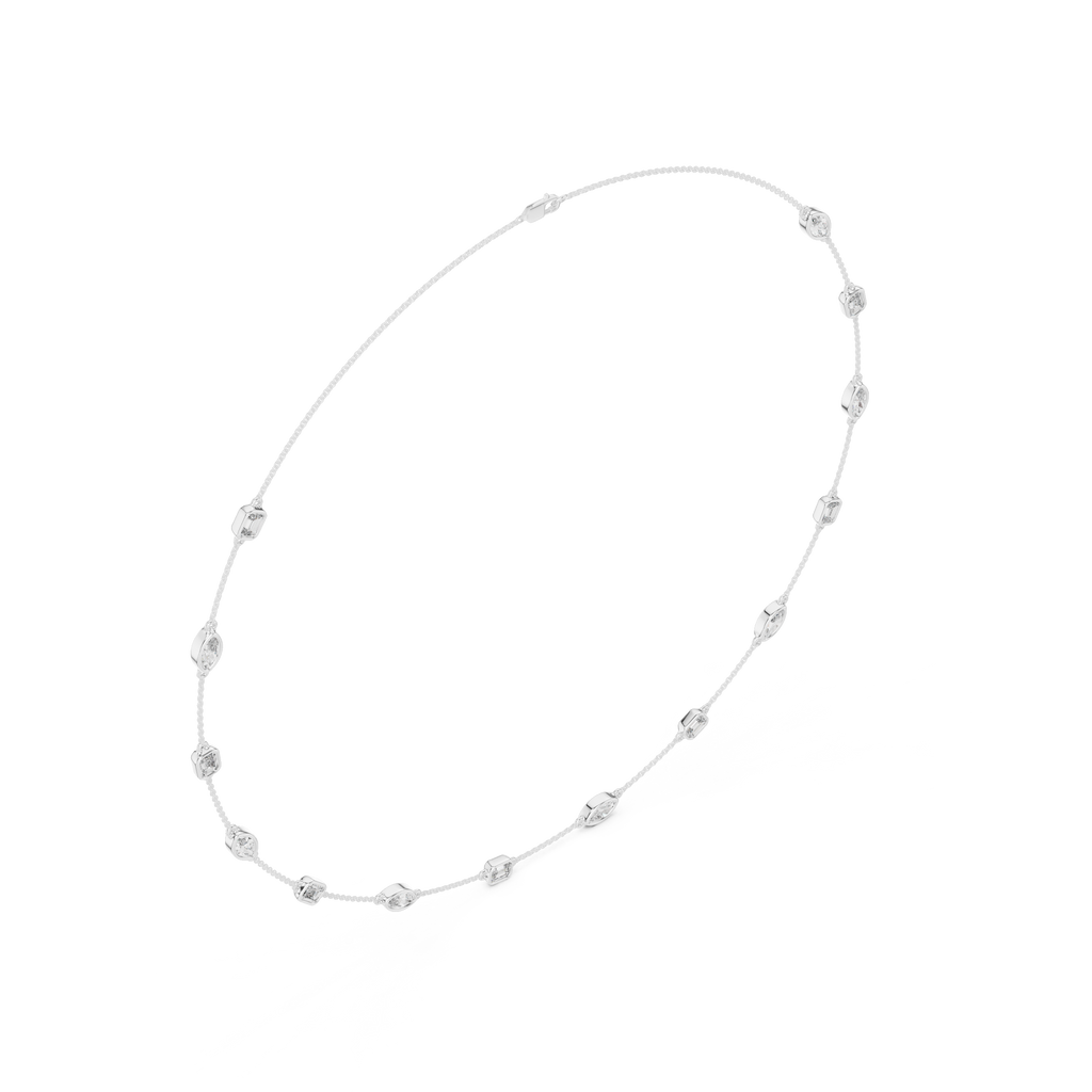 Charming Emerald And Marquise Diamond Necklace