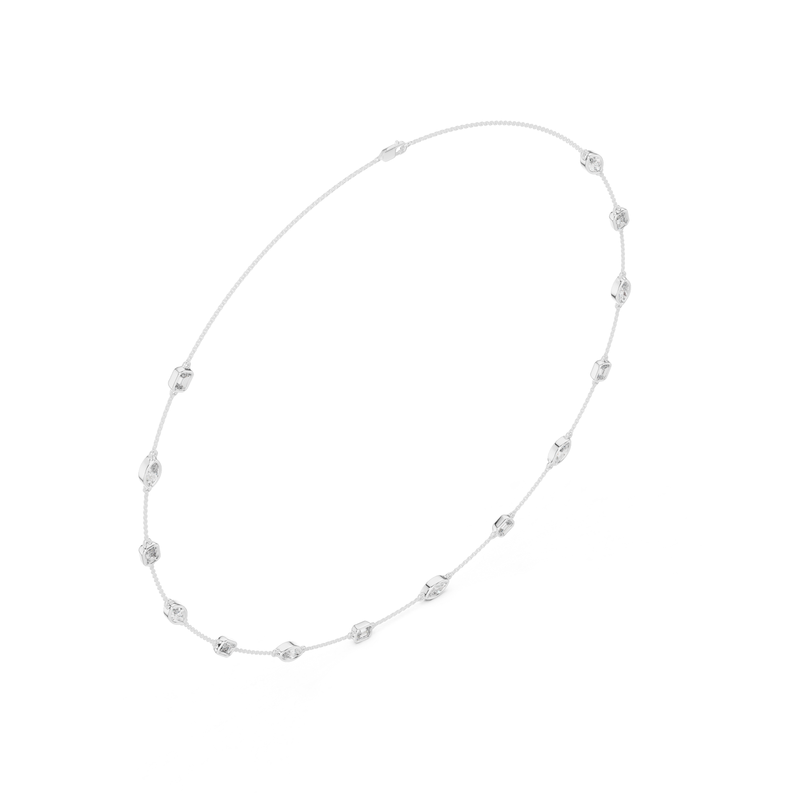 Charming Emerald And Marquise Diamond Necklace