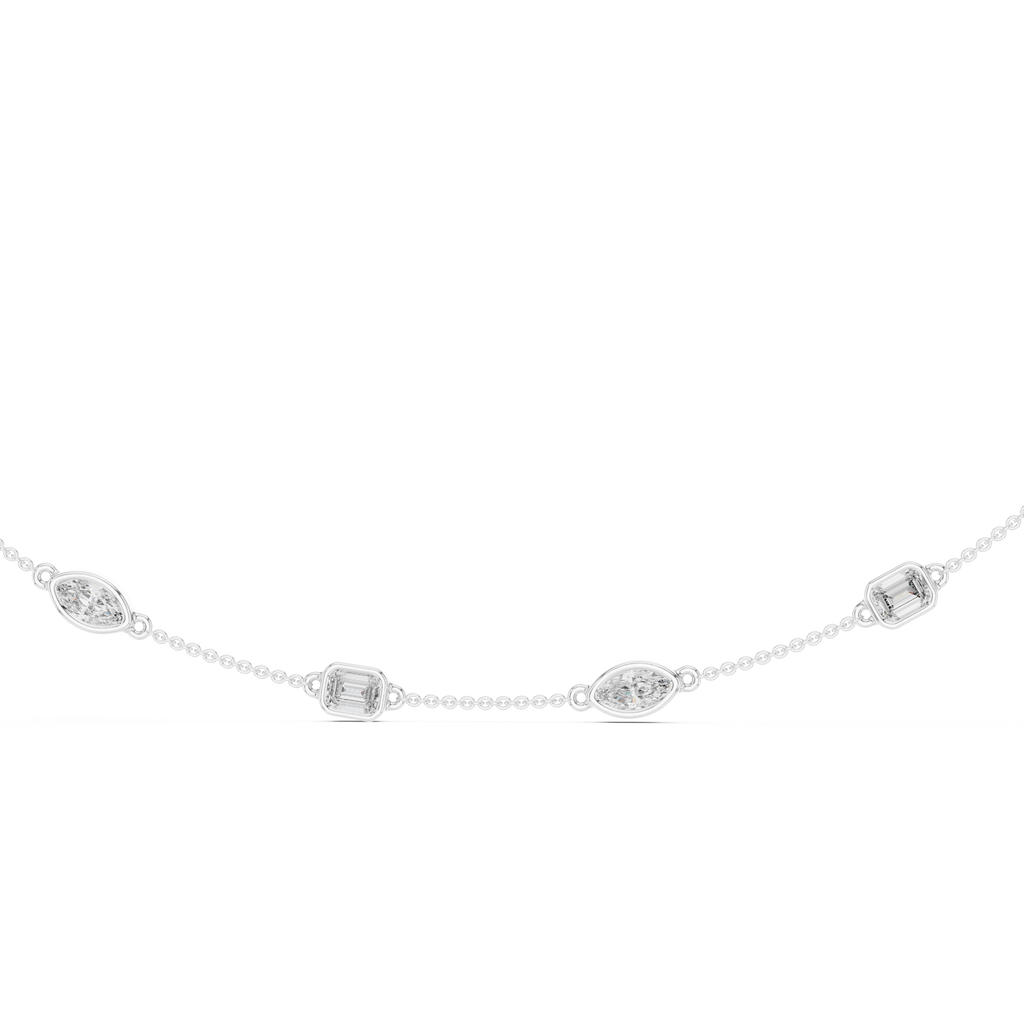 Charming Emerald And Marquise Diamond Necklace