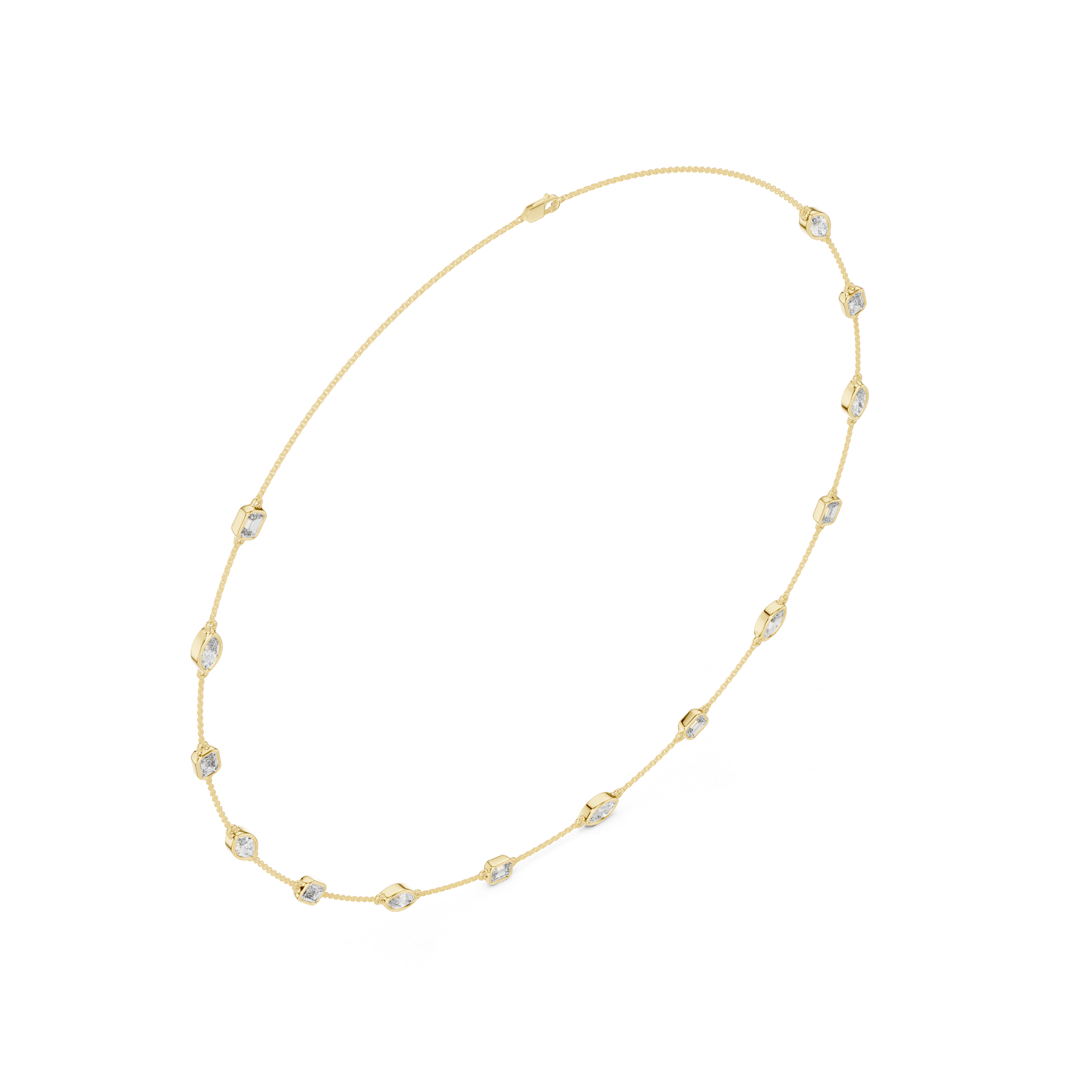 Charming Emerald And Marquise Diamond Necklace