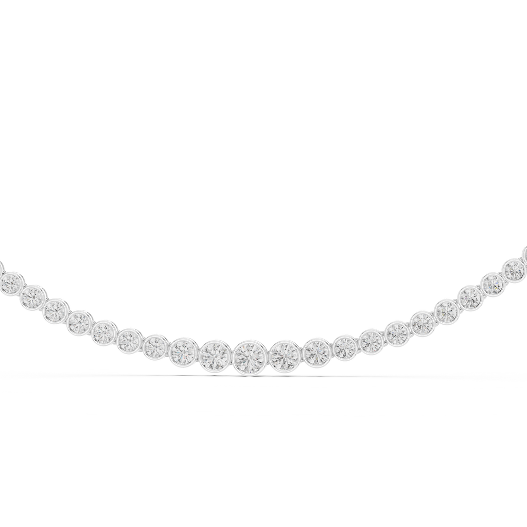 Round Bezel Set Diamond Tennis Necklace