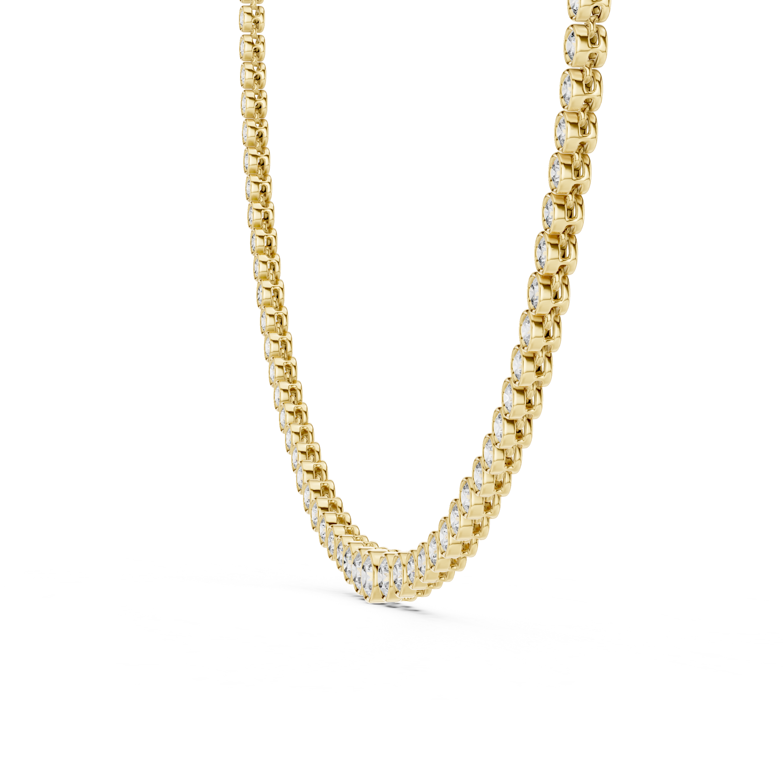 Round Bezel Set Diamond Tennis Necklace