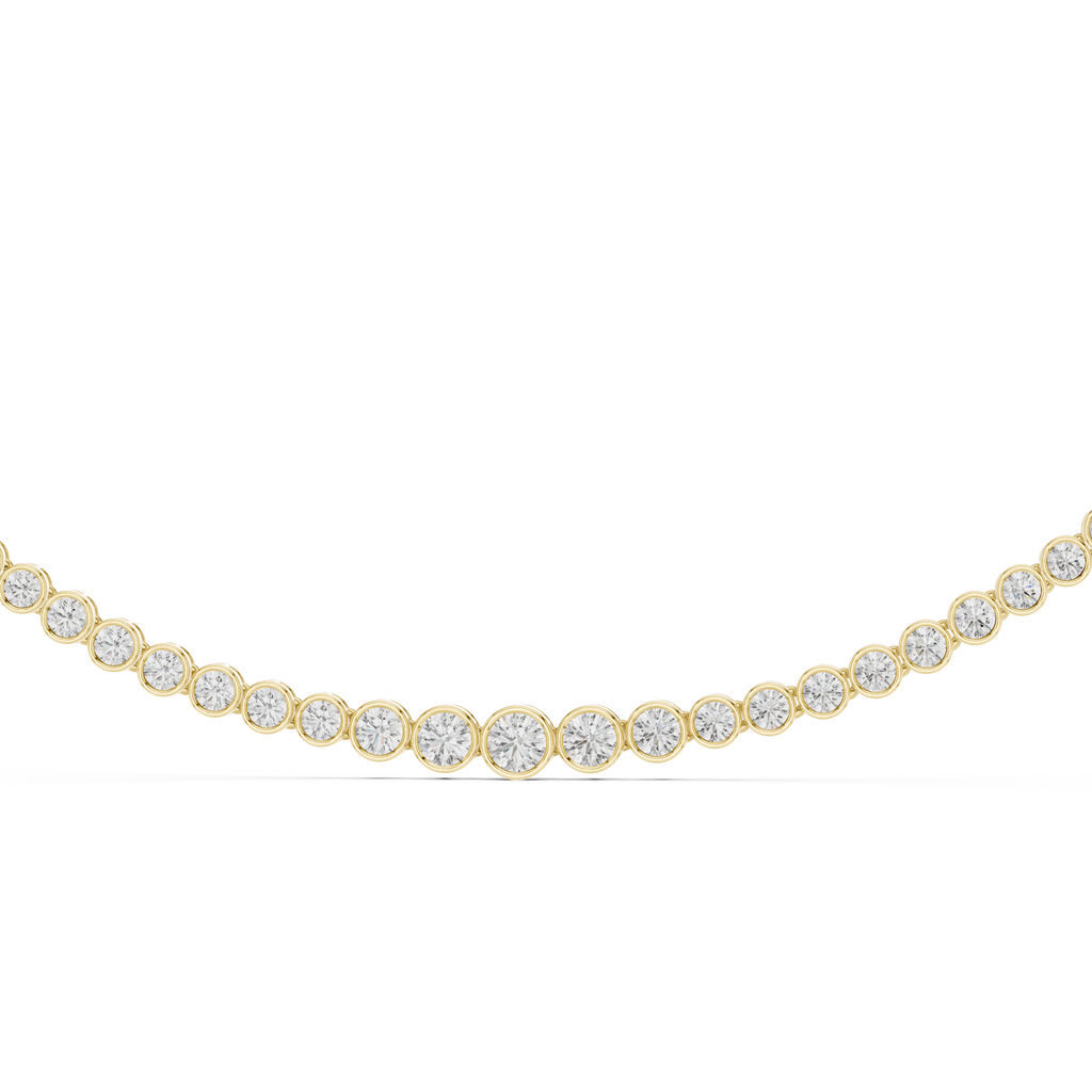 Round Bezel Set Diamond Tennis Necklace